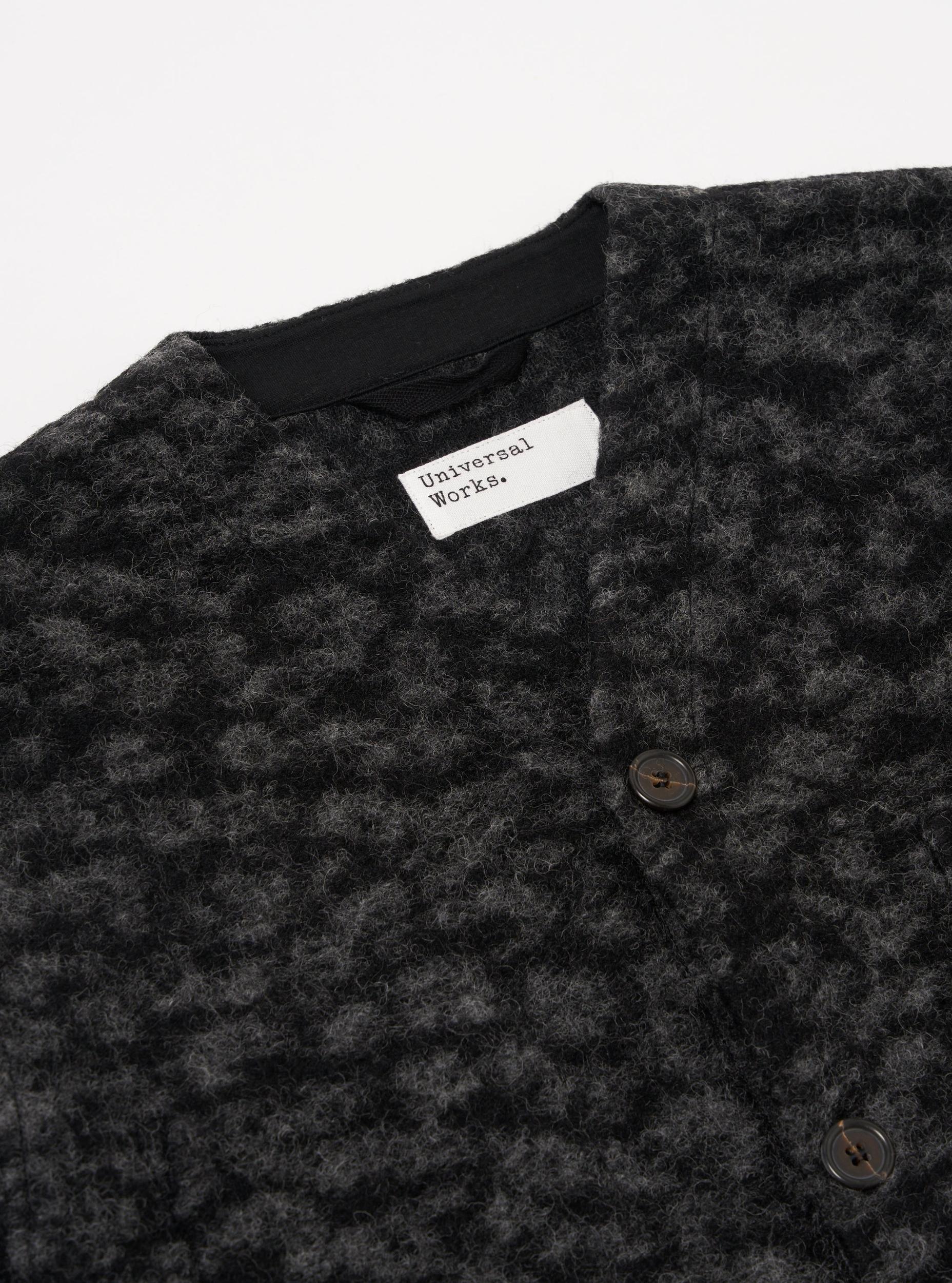Universal Works Cardigan in Black/Anthracite Leopard ll Fleece Product Image