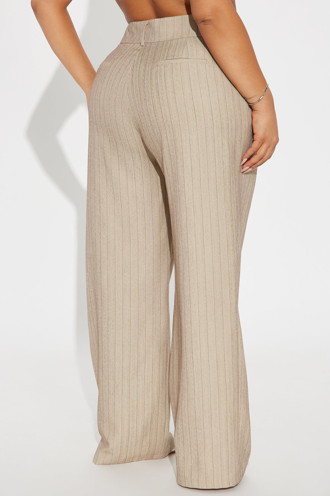 Office Meeting Pinstripe Trouser - Tan Product Image