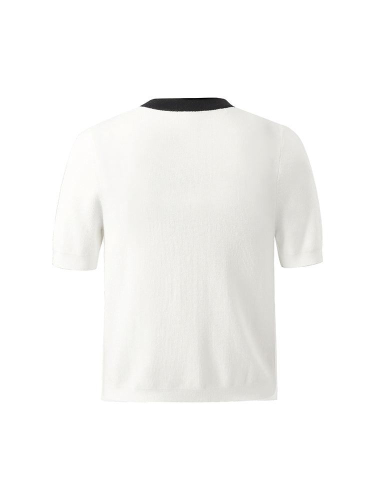 Contrast Trim Knitted Cardigan And Camisole Two-Piece Set Product Image