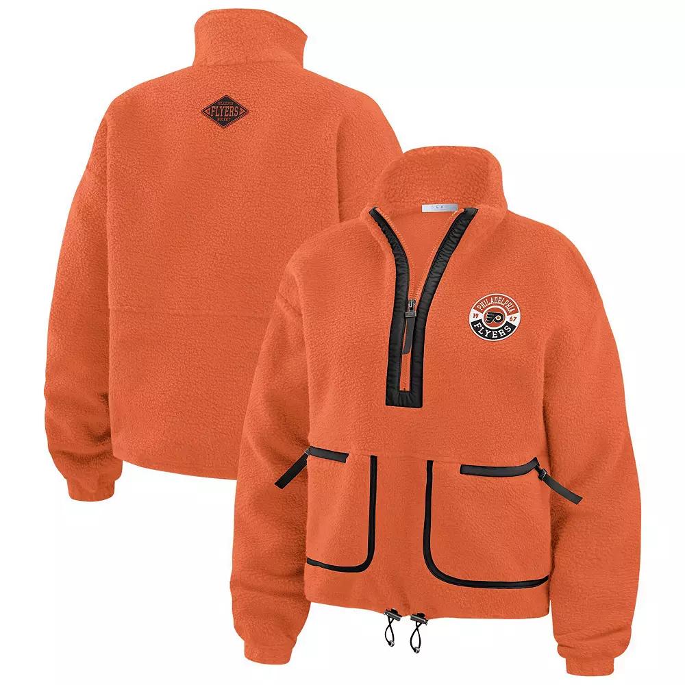 Women's WEAR by Erin Andrews Orange Philadelphia Flyers Polar Fleece Half-Zip Jacket,  Product Image