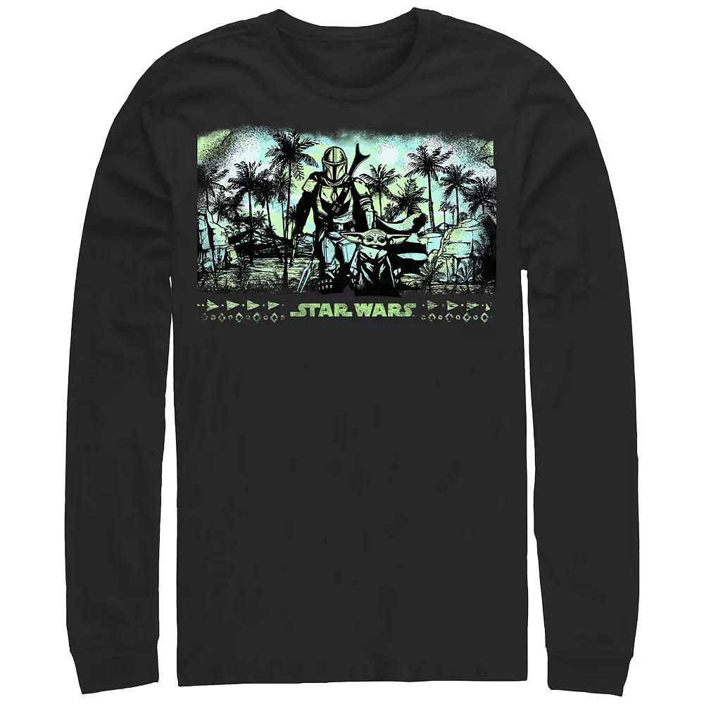 Men's The Mandalorian Mando And Grogu Palm Tree Walk Graphic Tee,  Product Image