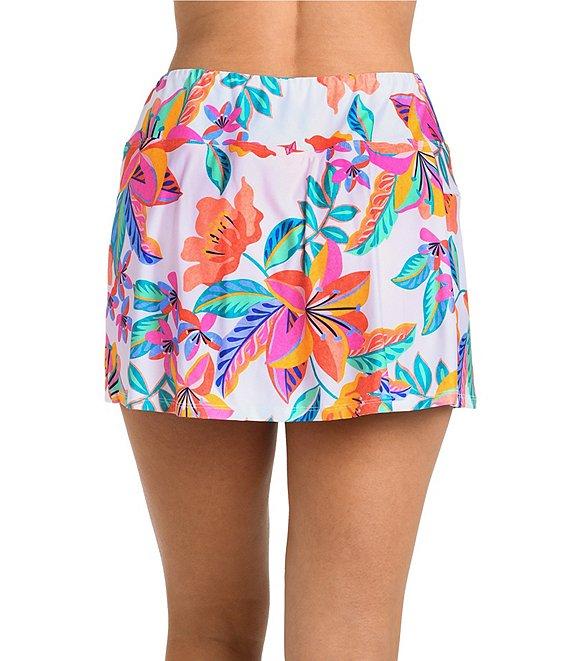 24th & Ocean Francesca Tropical Print High Waist Tummy Control Skort Swim Bottom Product Image