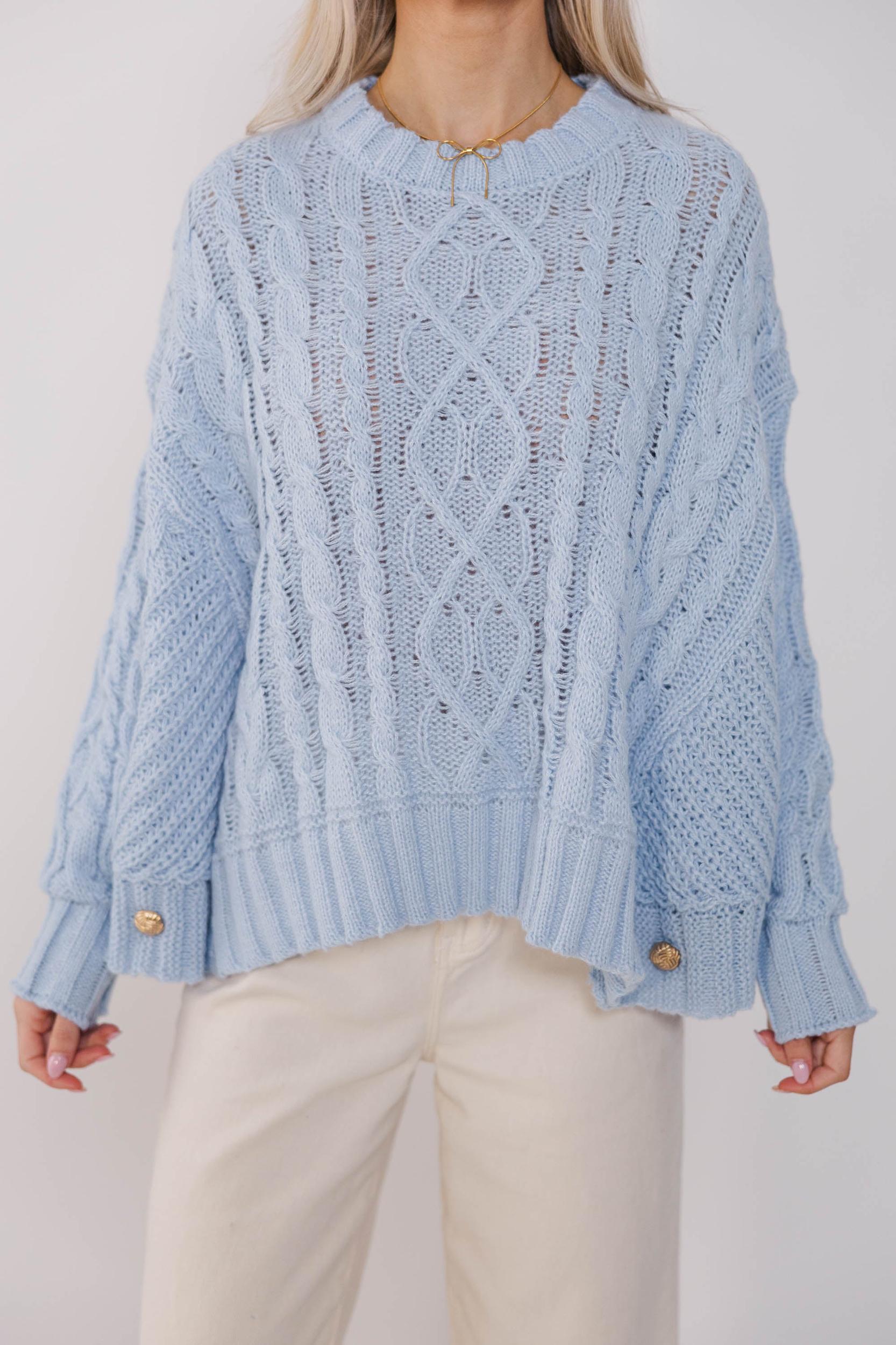 Fell In Love Light Blue Poncho Sweater Female Product Image