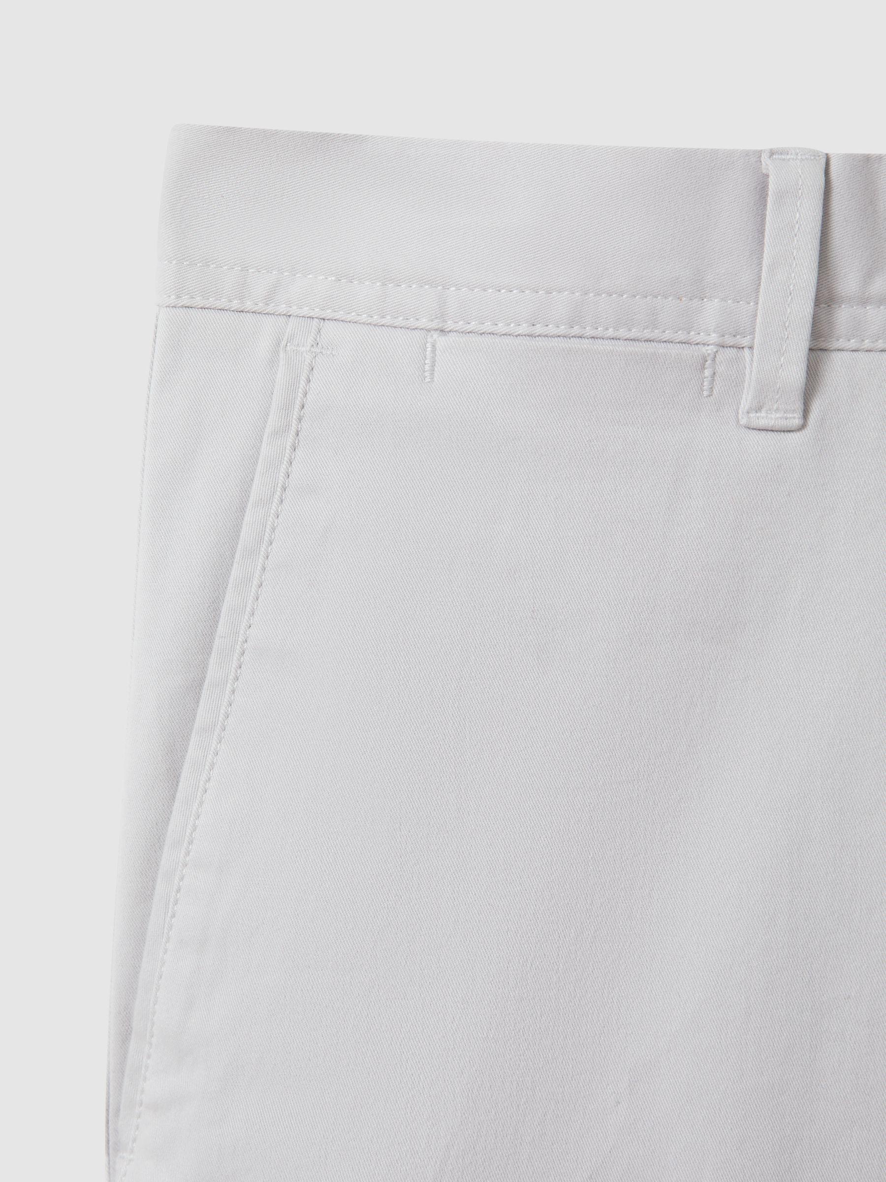 Slim Fit Washed Cotton Blend Chinos in Ice Grey Product Image