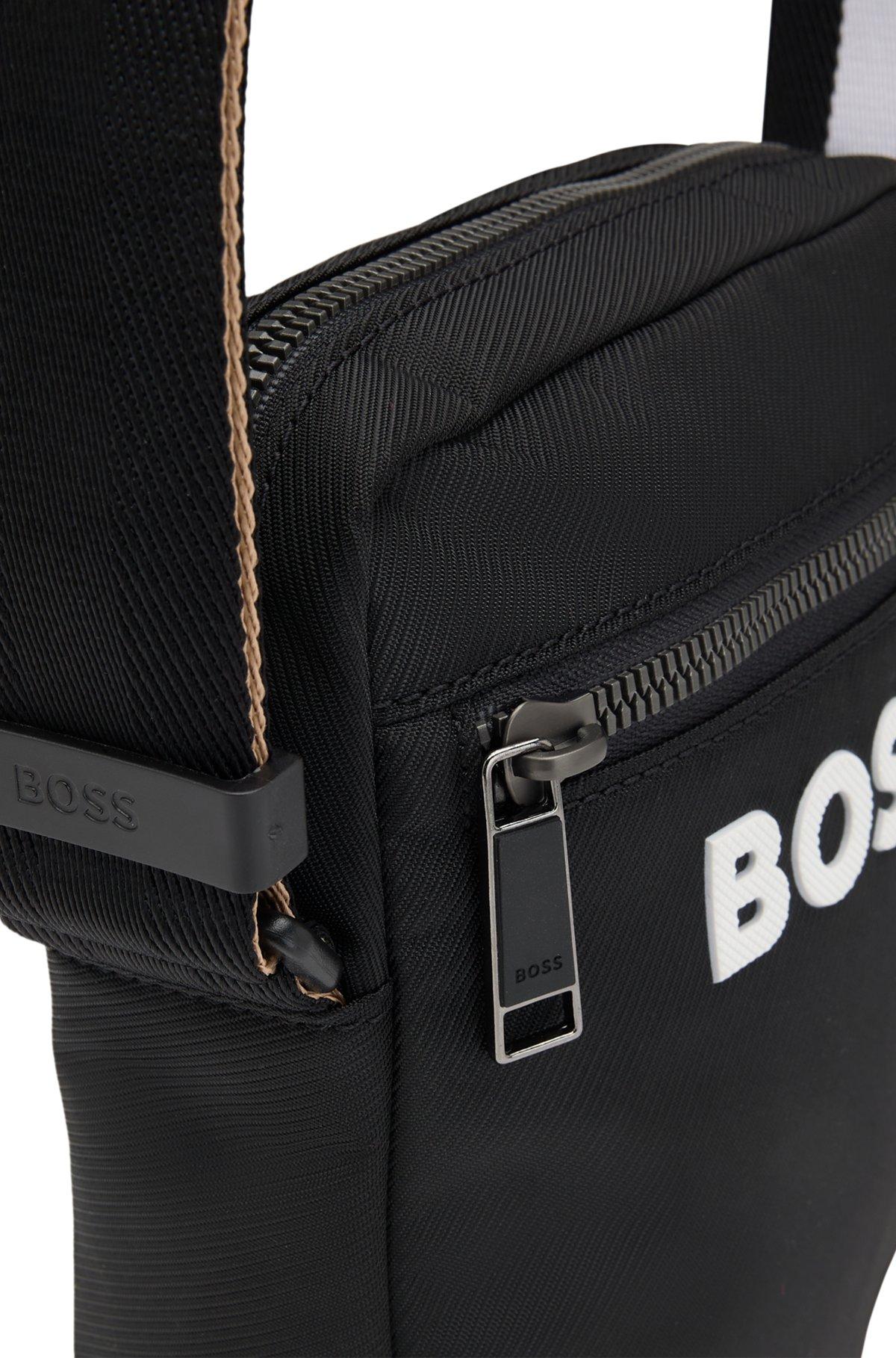 BOSS - Crossbody bag with contrast logo and signature-stripe strap - Black Product Image