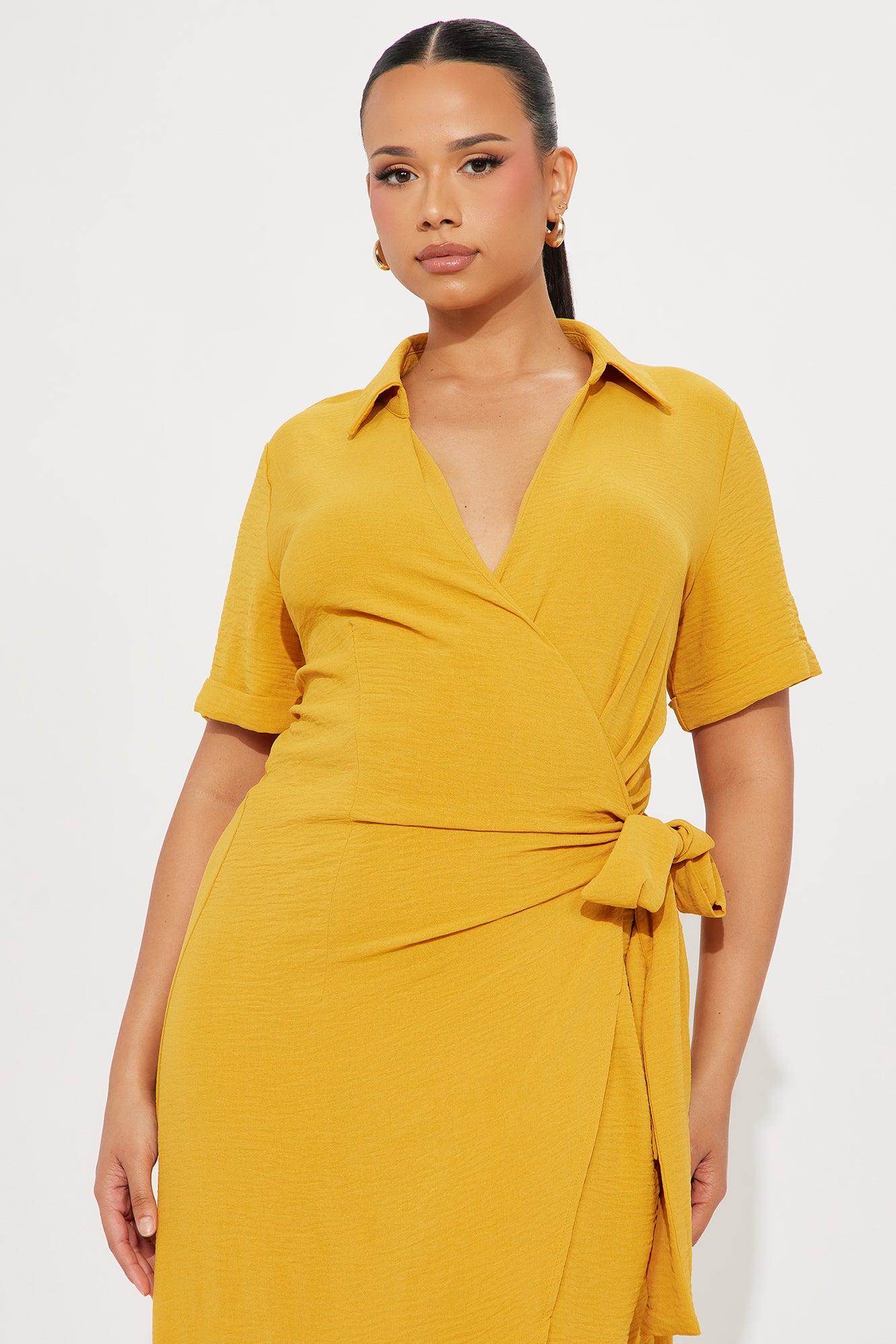 Nina Surplice Maxi Dress - Gold Product Image