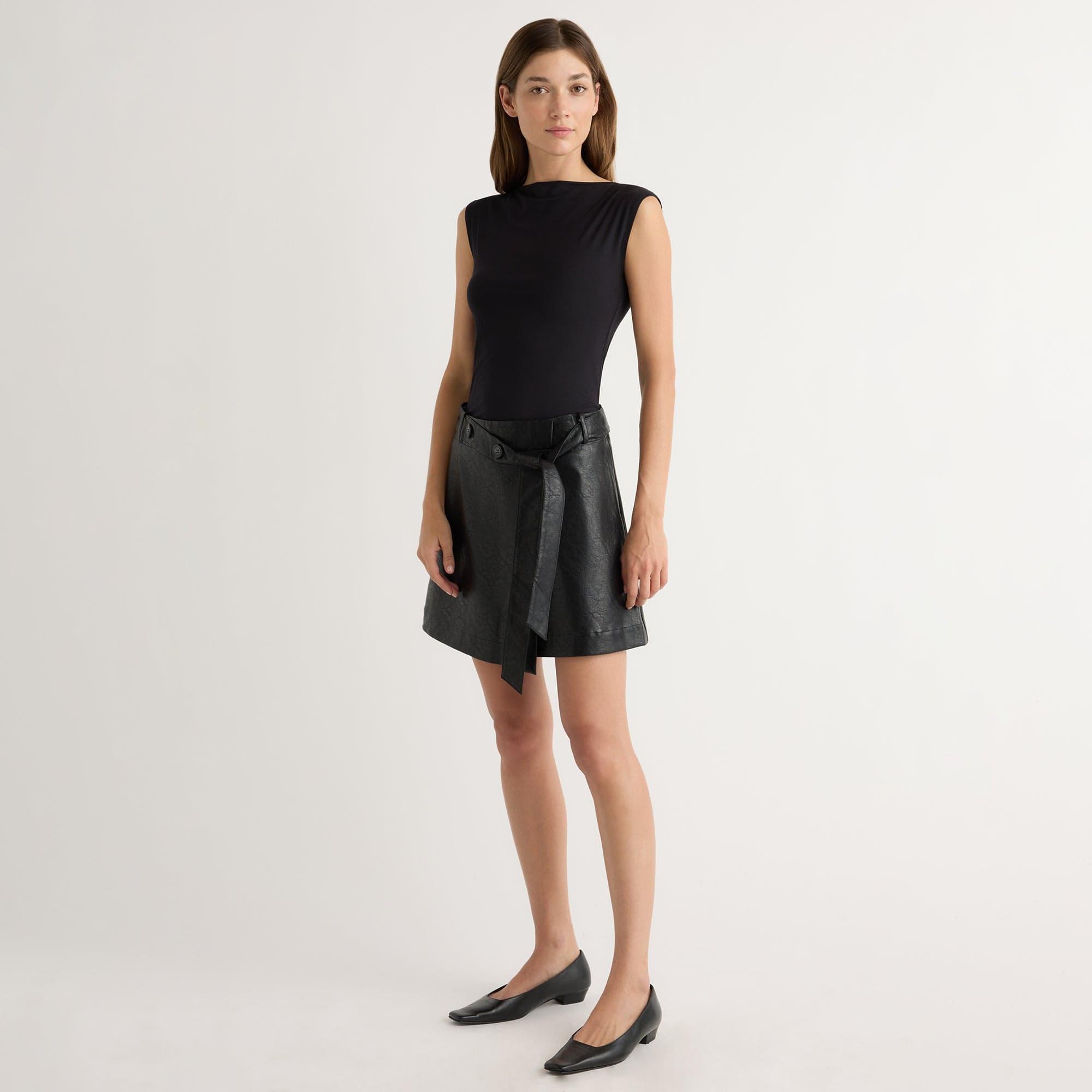 Tanner Vegan Leather Wrap Skirt Product Image
