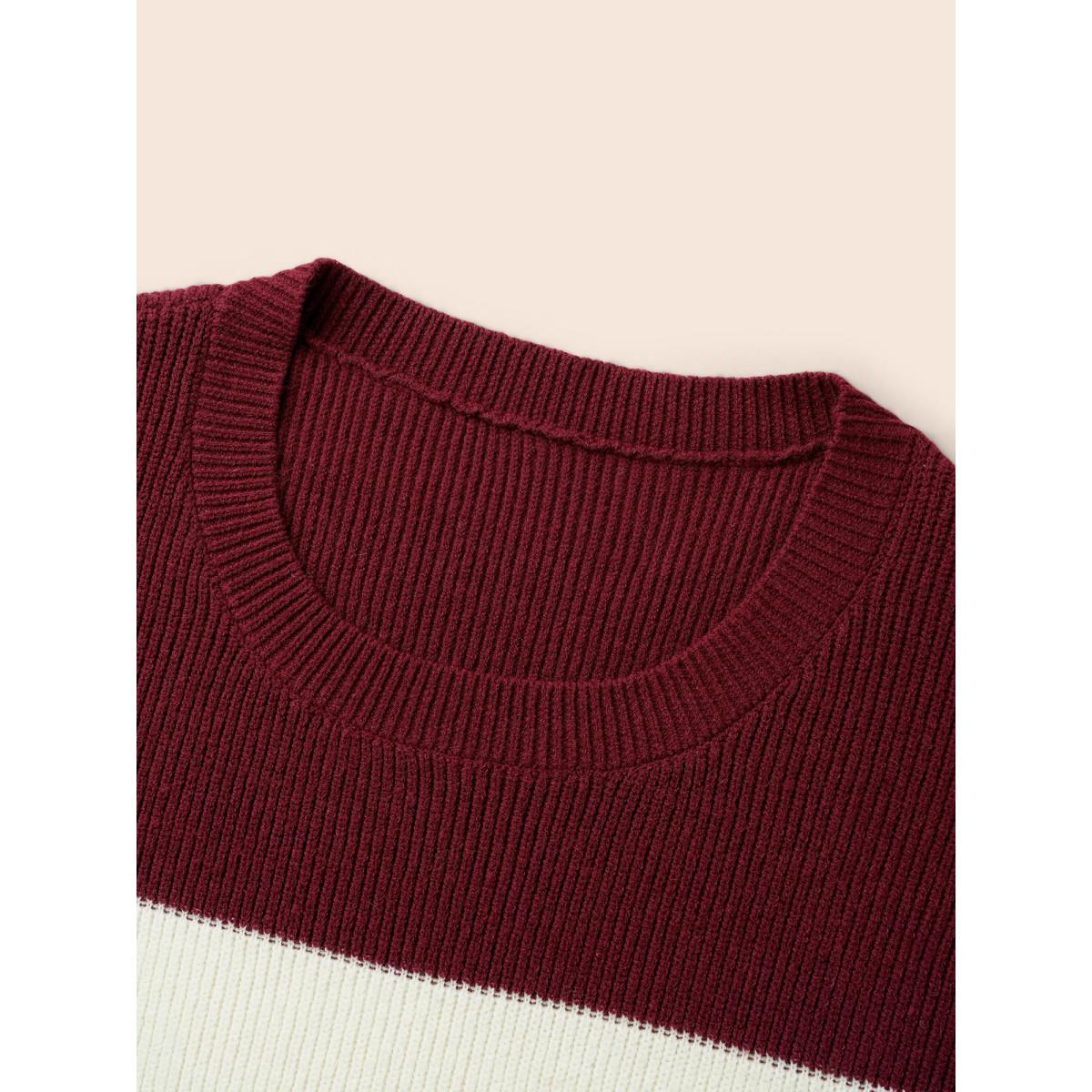 Plus Size Supersoft Essentials Holiday Color Block Pullover Multicolor Women Leisure Loose Long Sleeve Round Neck Casual Pullovers BloomChic 28/5X Product Image