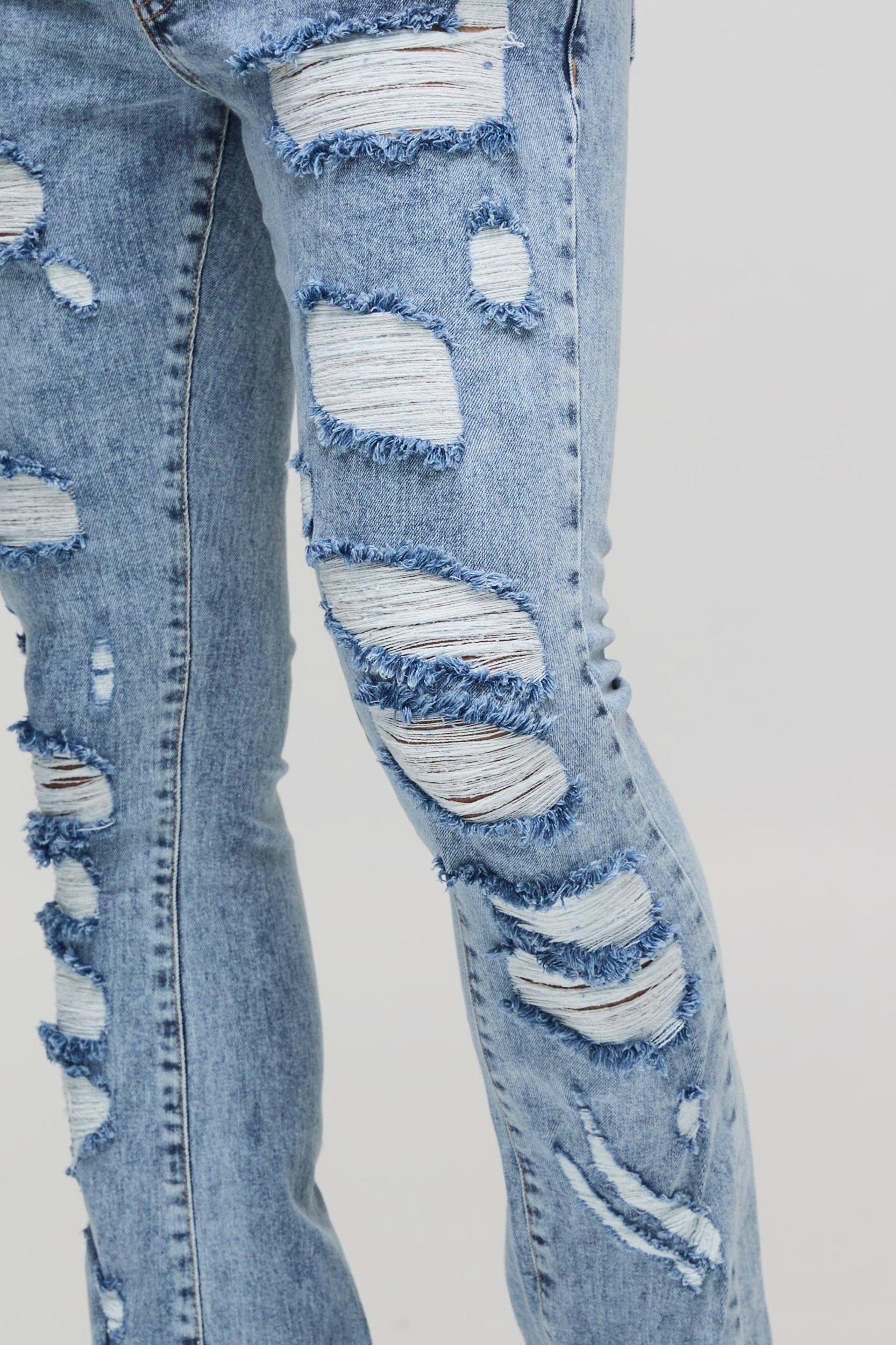 Skinny Flared All Over Ripped Distressed Jeans | boohooMAN USA Product Image