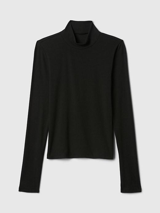 Modern Rib Mockneck Crop Shirt Product Image
