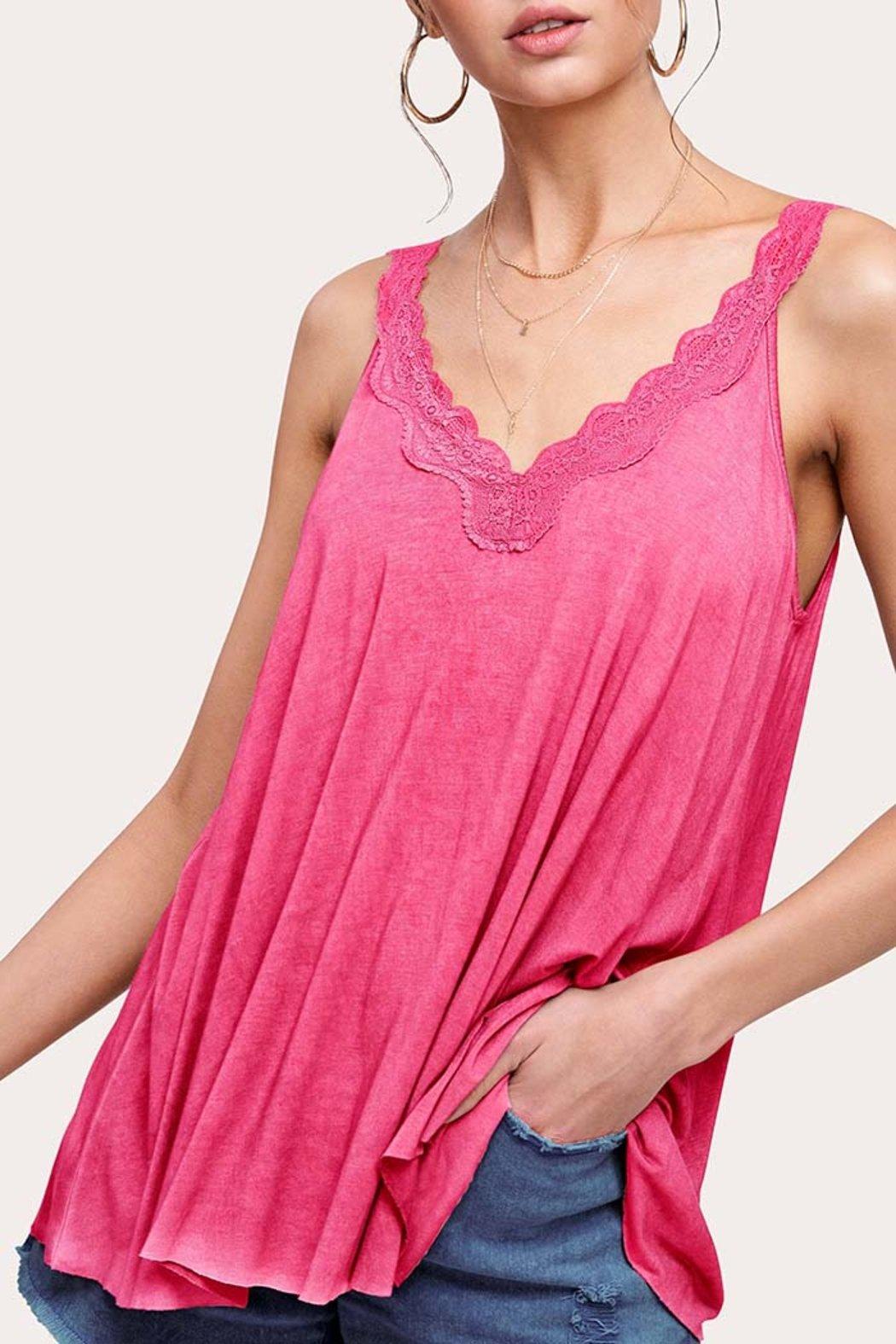Washed Lace Trim Sleeveless Top Product Image