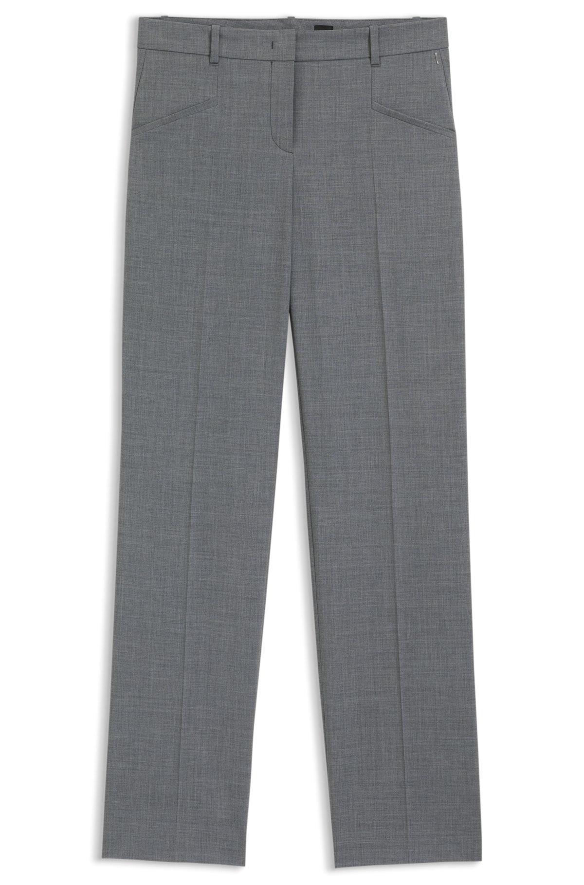BOSS - Slim-fit pants in melange virgin wool - Dark Grey Product Image