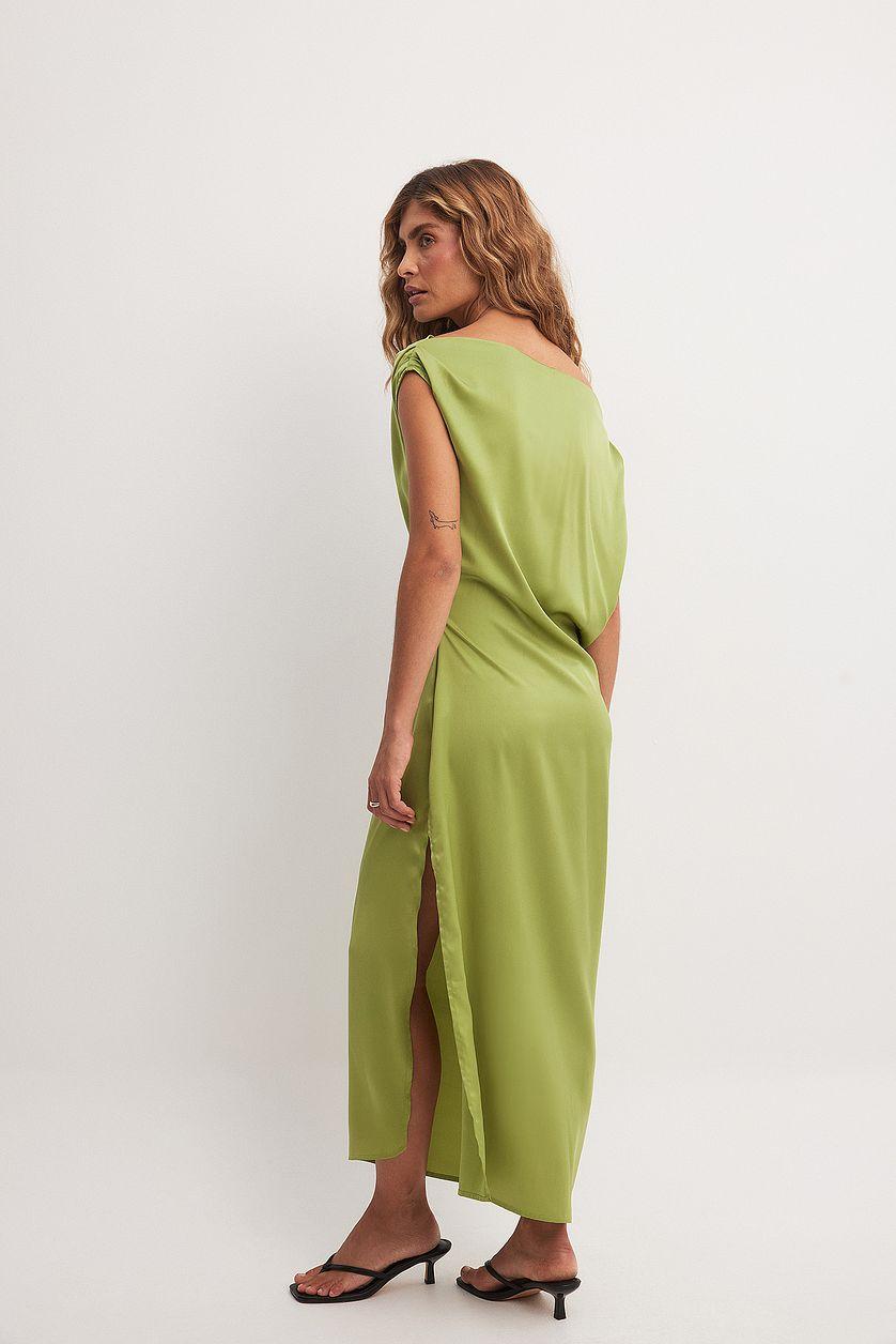 Satin One Shoulder Midi Dress Product Image