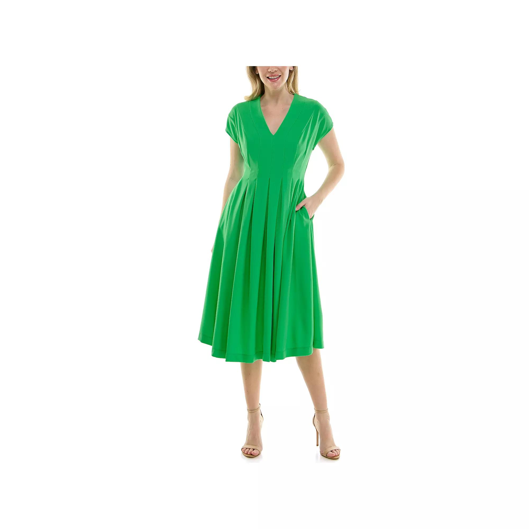 Women's Maison Tara Crepe Inverted Pleat Midi Dress,  Product Image
