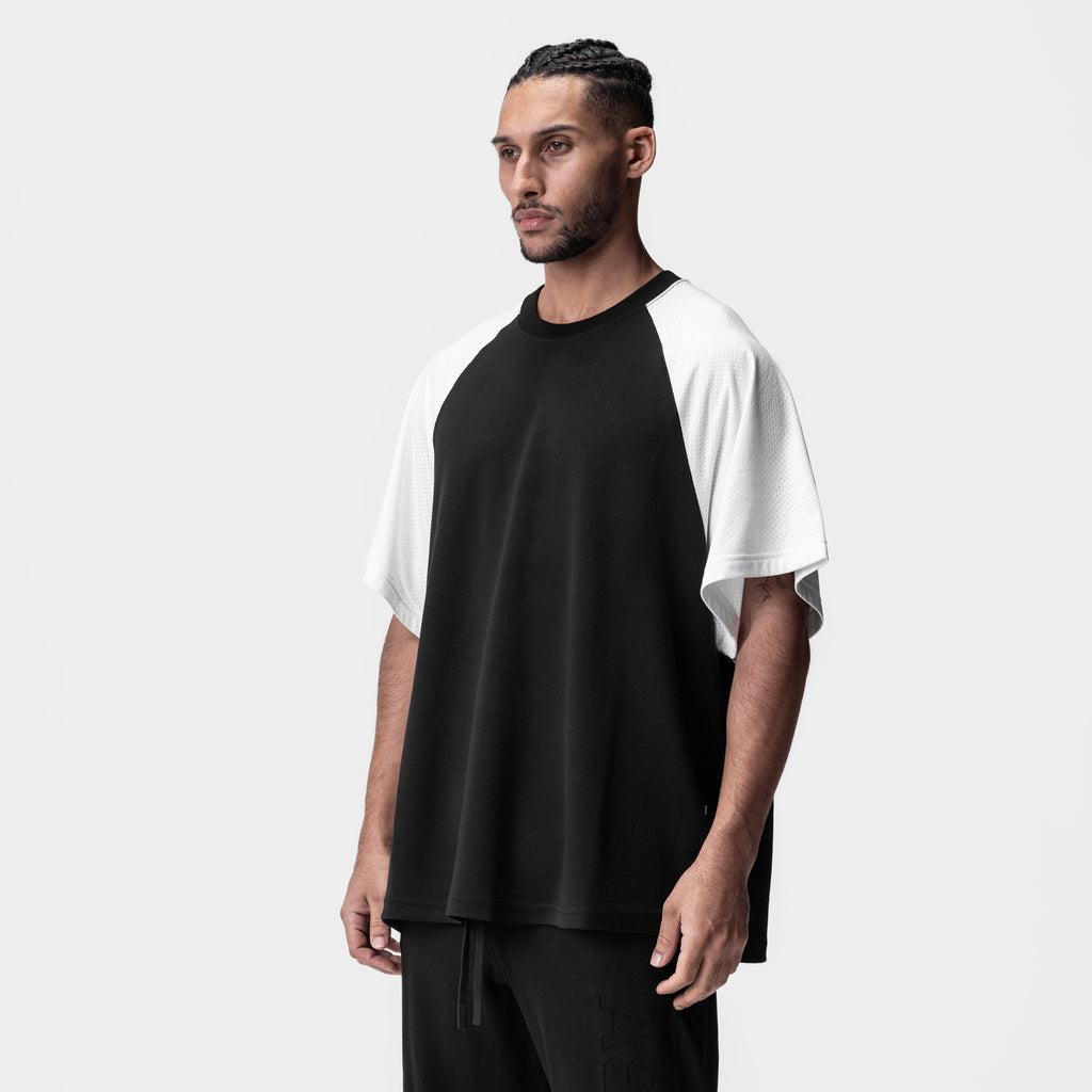 0946. Waffle Knit Oversized Tee - Black/White Product Image