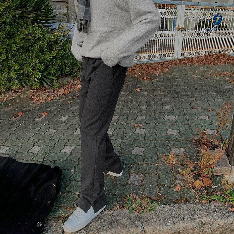 RT No. 3338 WOOLEN STRAIGHT WIDE DRAPE PANTS Product Image