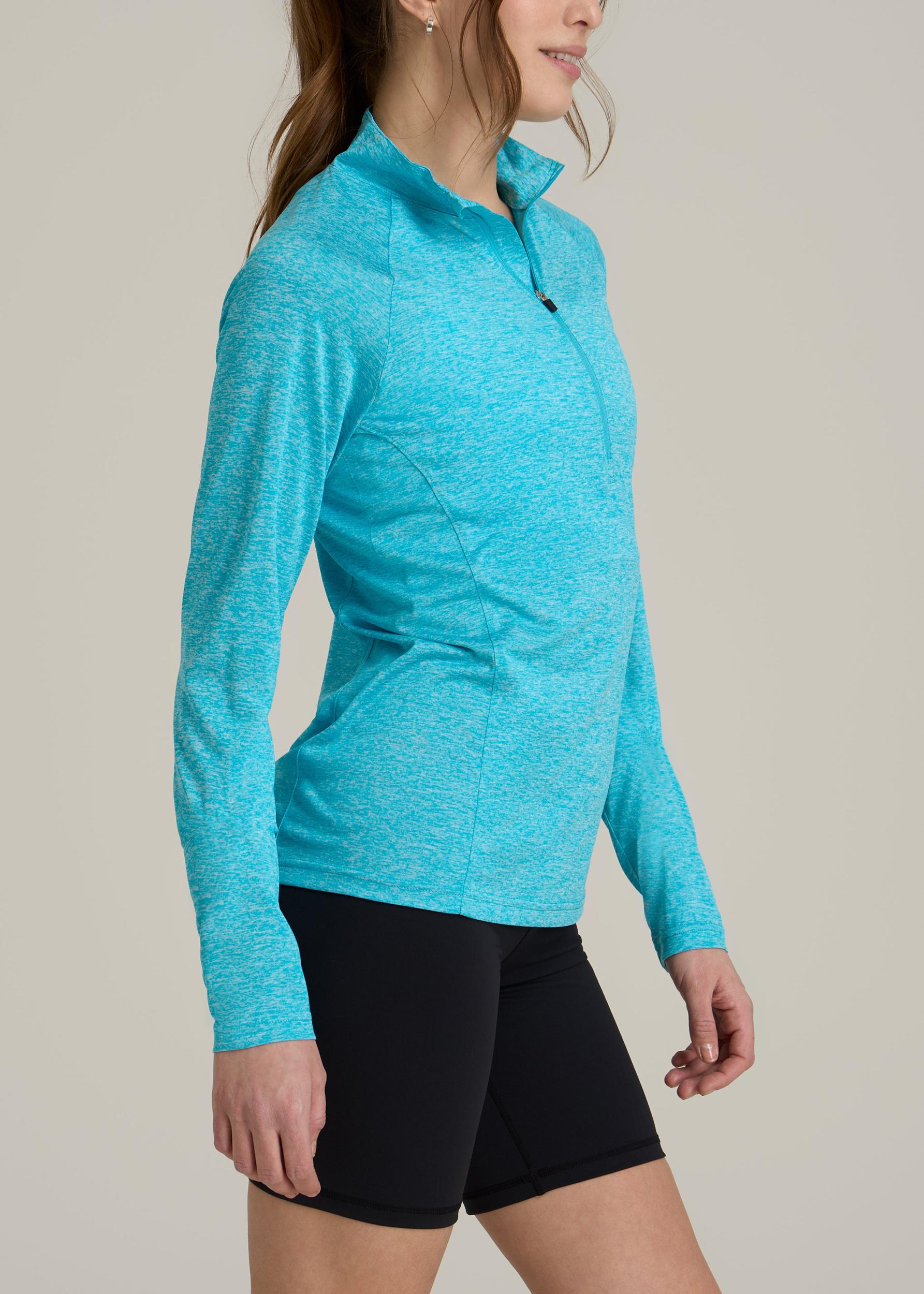 Long Sleeve Active Half-Zip Pullover Jacket for Tall Women in Scuba Blue Mix Female Product Image