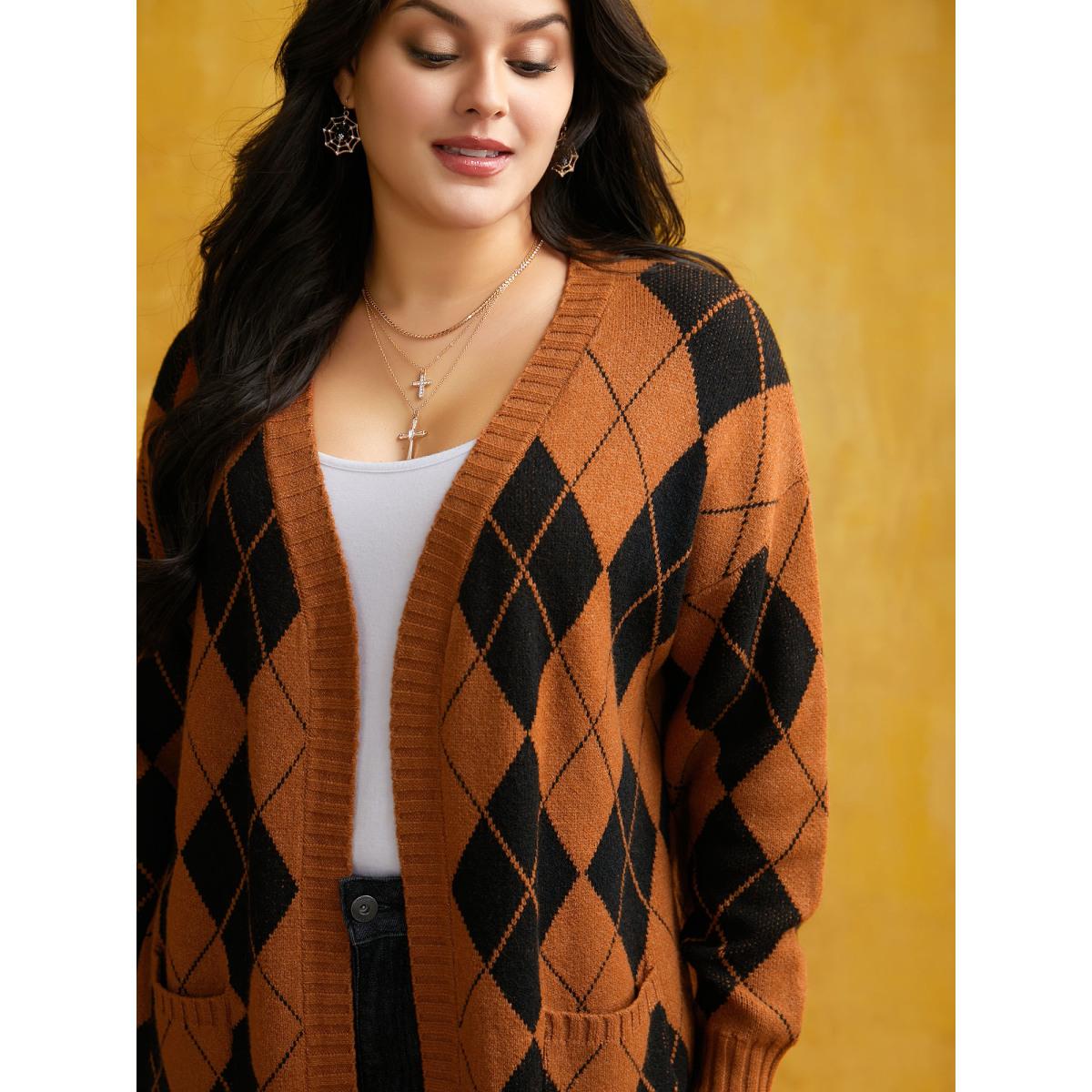 Plus Size Halloween Plaid Long Open Cardigan Black Women Casual Loose Long Sleeve Everyday Cardigans BloomChic 14-16/1X Product Image