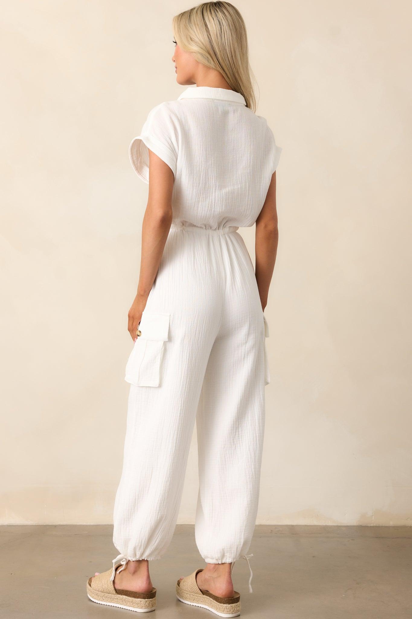 Skyline Soiree Ivory Cotton Gauze Jumpsuit Product Image