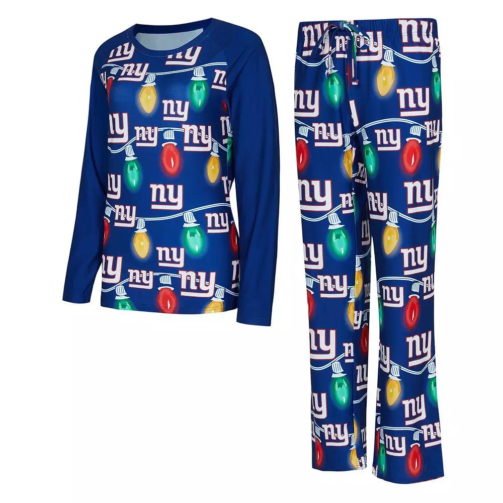 Women's Concepts Sport  Royal New York Giants Garland Knit Raglan Long Sleeve T-Shirt & Pants Set, Size: XL, Blue Product Image