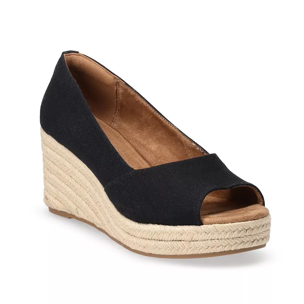 TOMS Rania Platform Wedge Women's Slip-On Sandals, Size: 7, Black Product Image