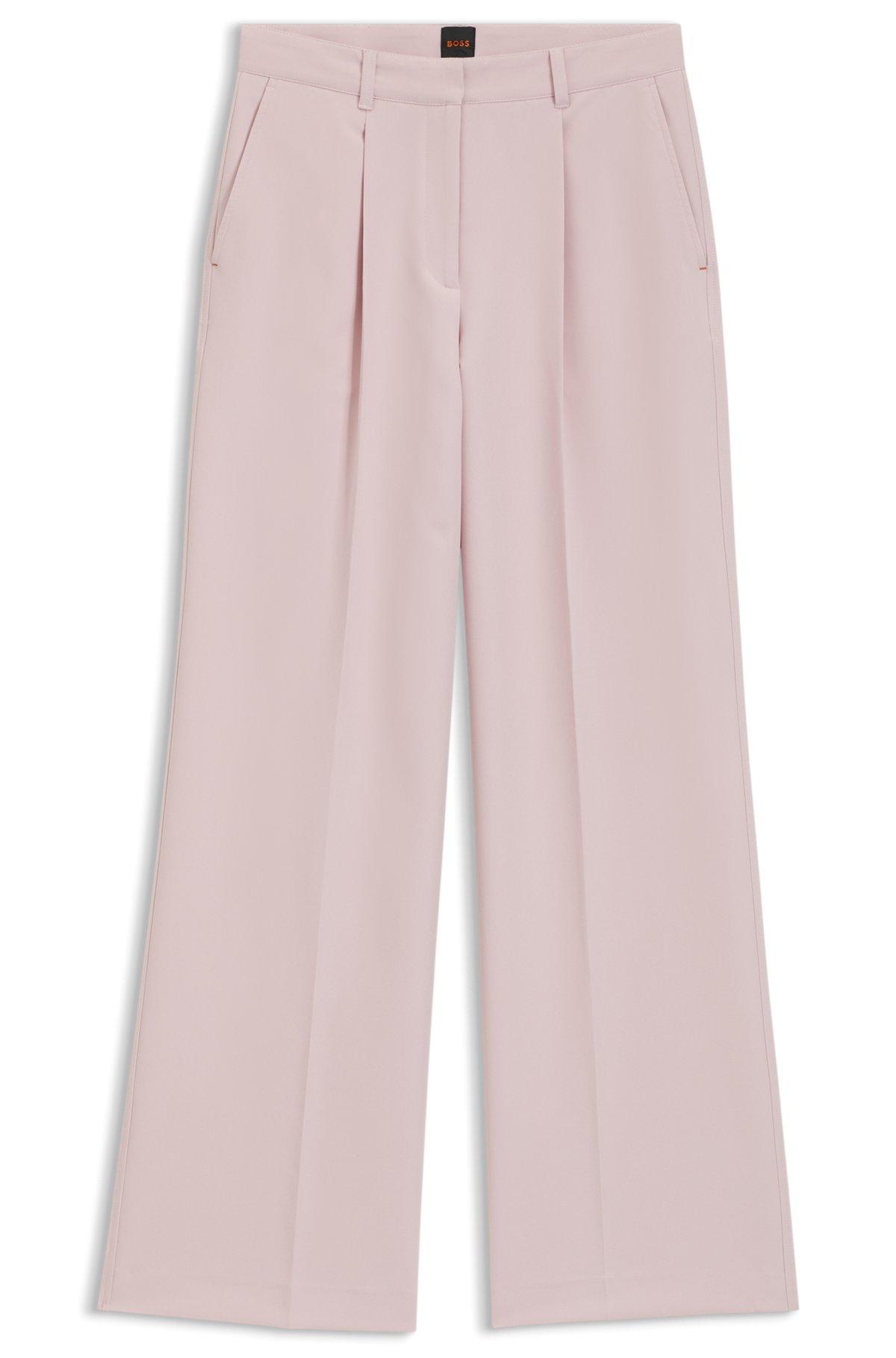 BOSS - Regular-fit wide-leg pants in stretch fabric - Light Purple Product Image