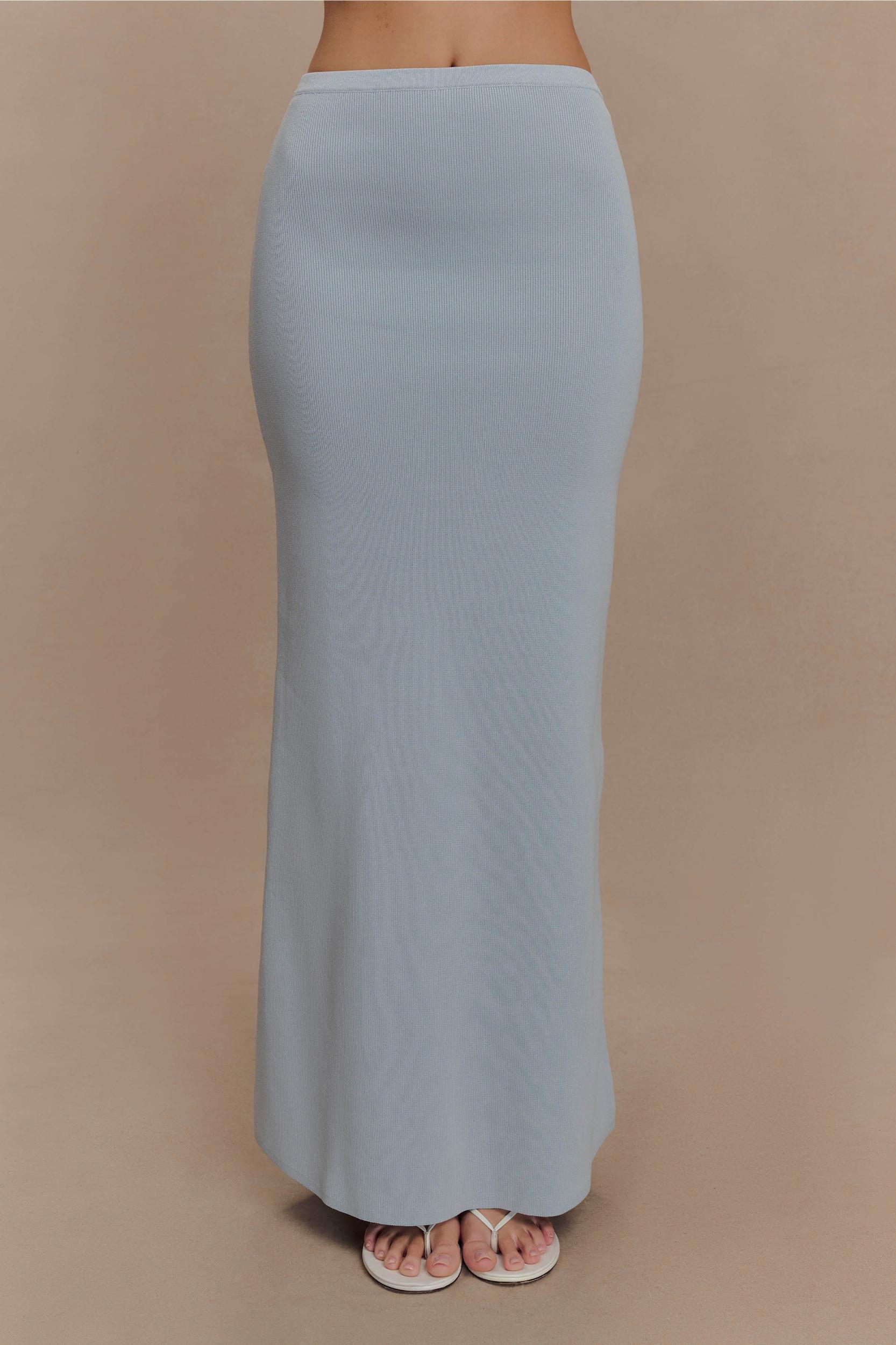 Maxine Knit Maxi Skirt - Light Blue Product Image