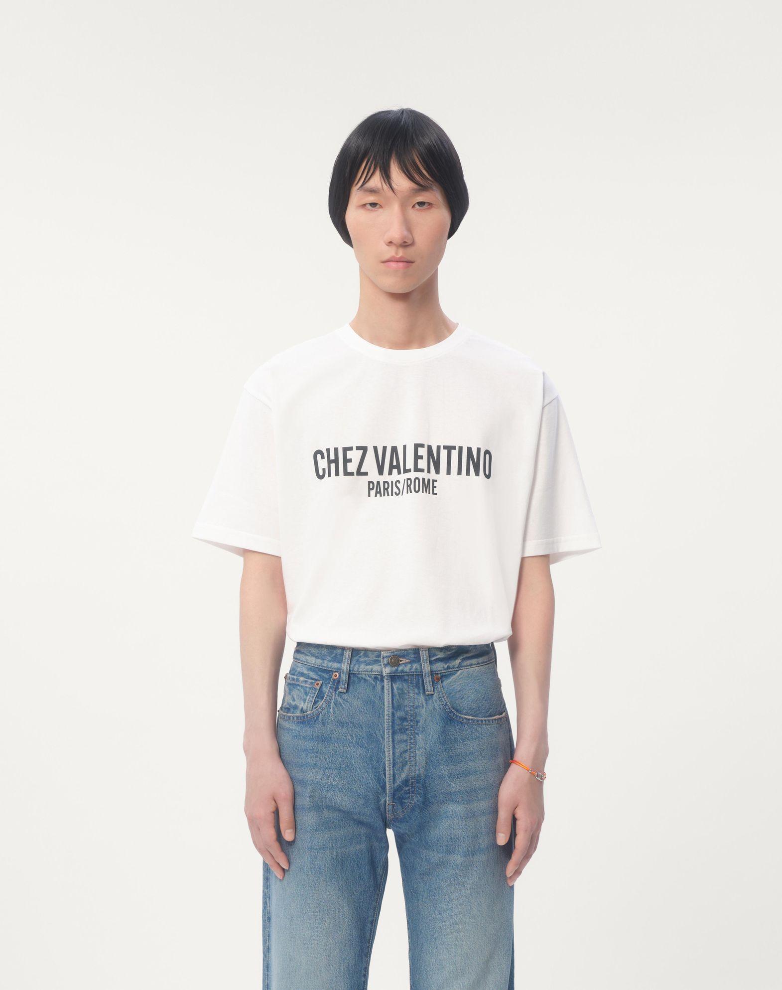 Cotton T-Shirt With Chez Valentino Print Product Image
