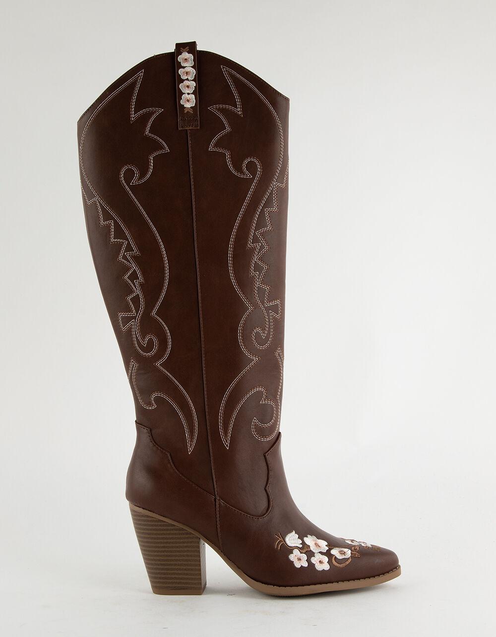 SODA Kaitlin Womens Tall Western Boots - COGNAC Product Image