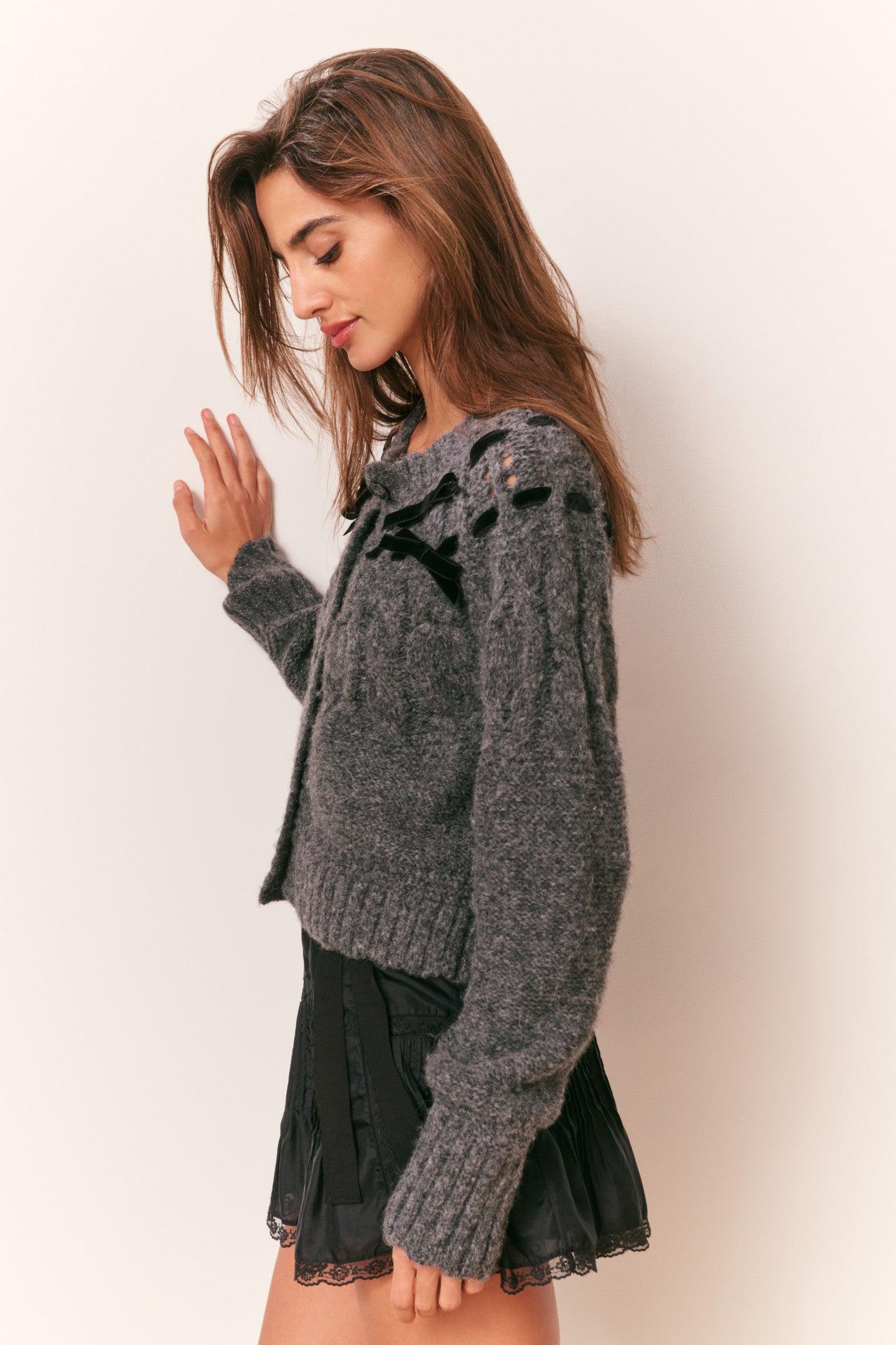 Clementian Alpaca-Blend Ribbon Cardigan Product Image