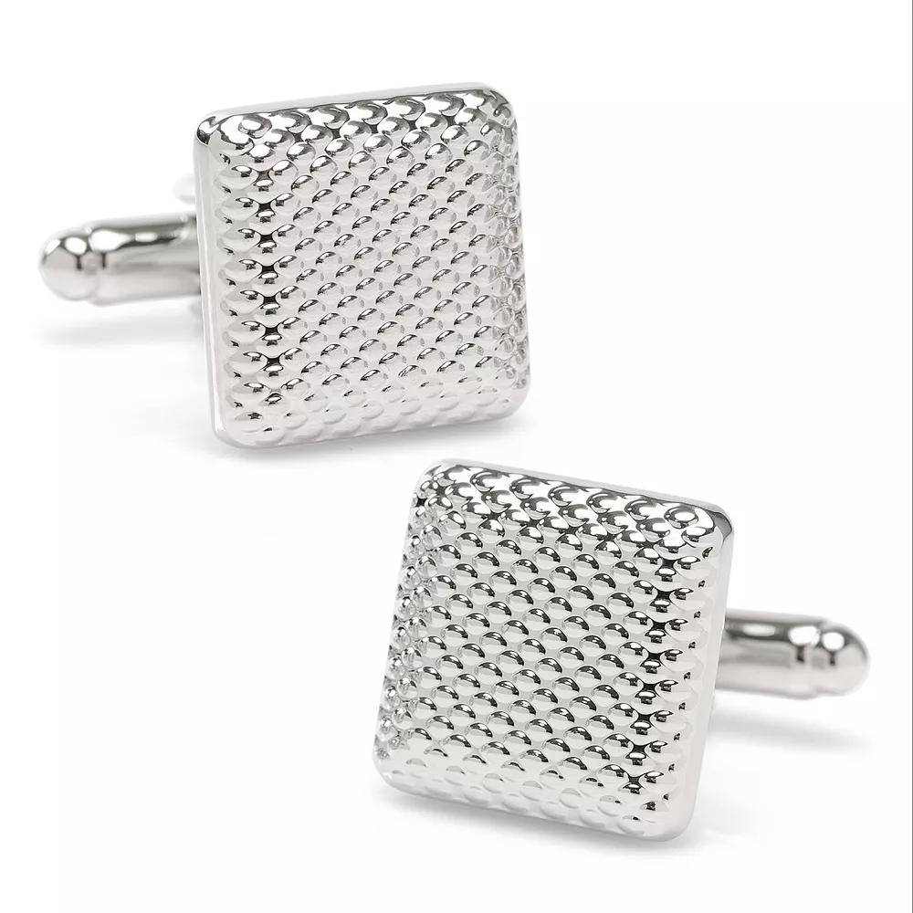 Men's Silver Textured Square Cuff Links, Grey Product Image