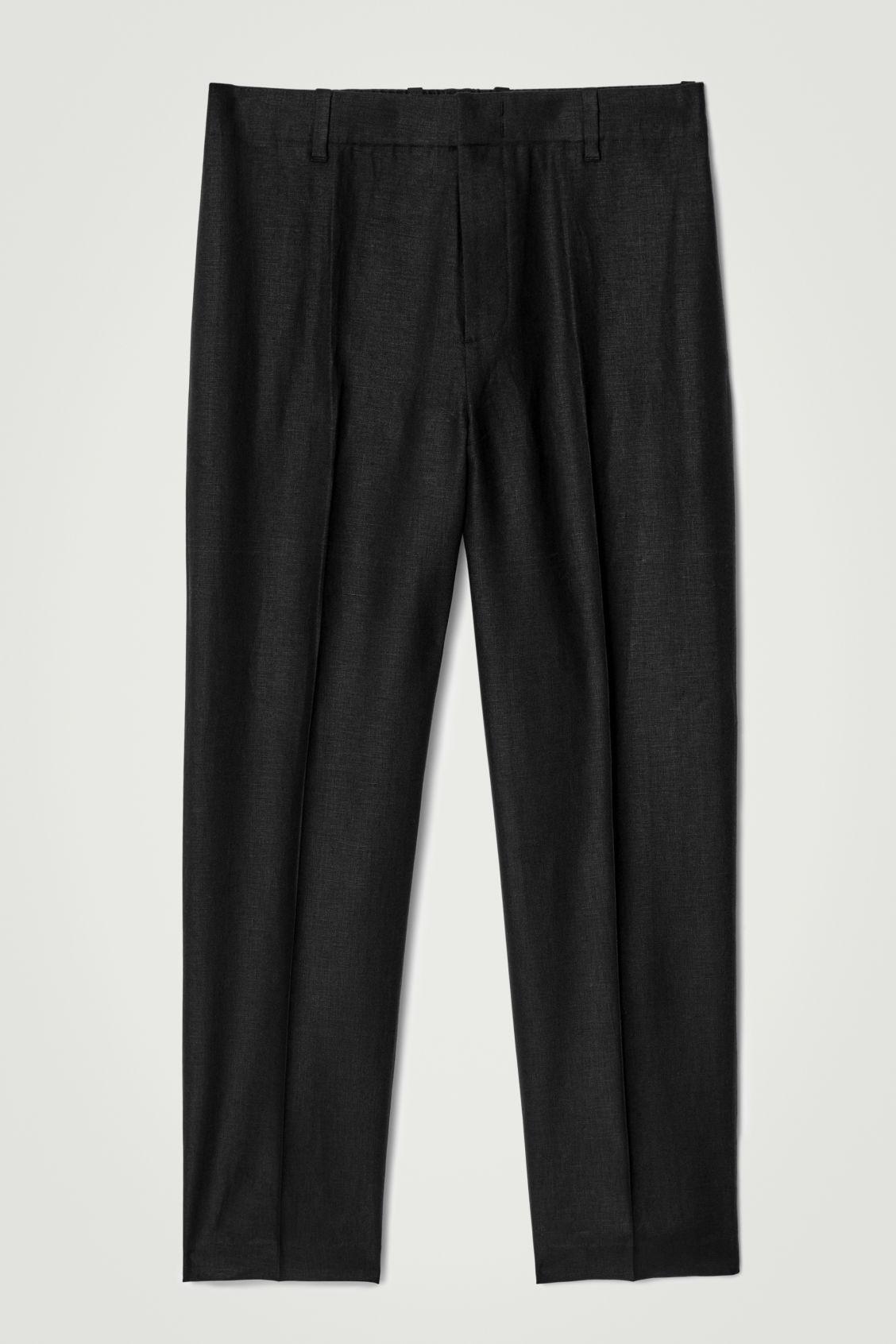 ELASTICATED LINEN STRAIGHT-LEG PANTS Product Image