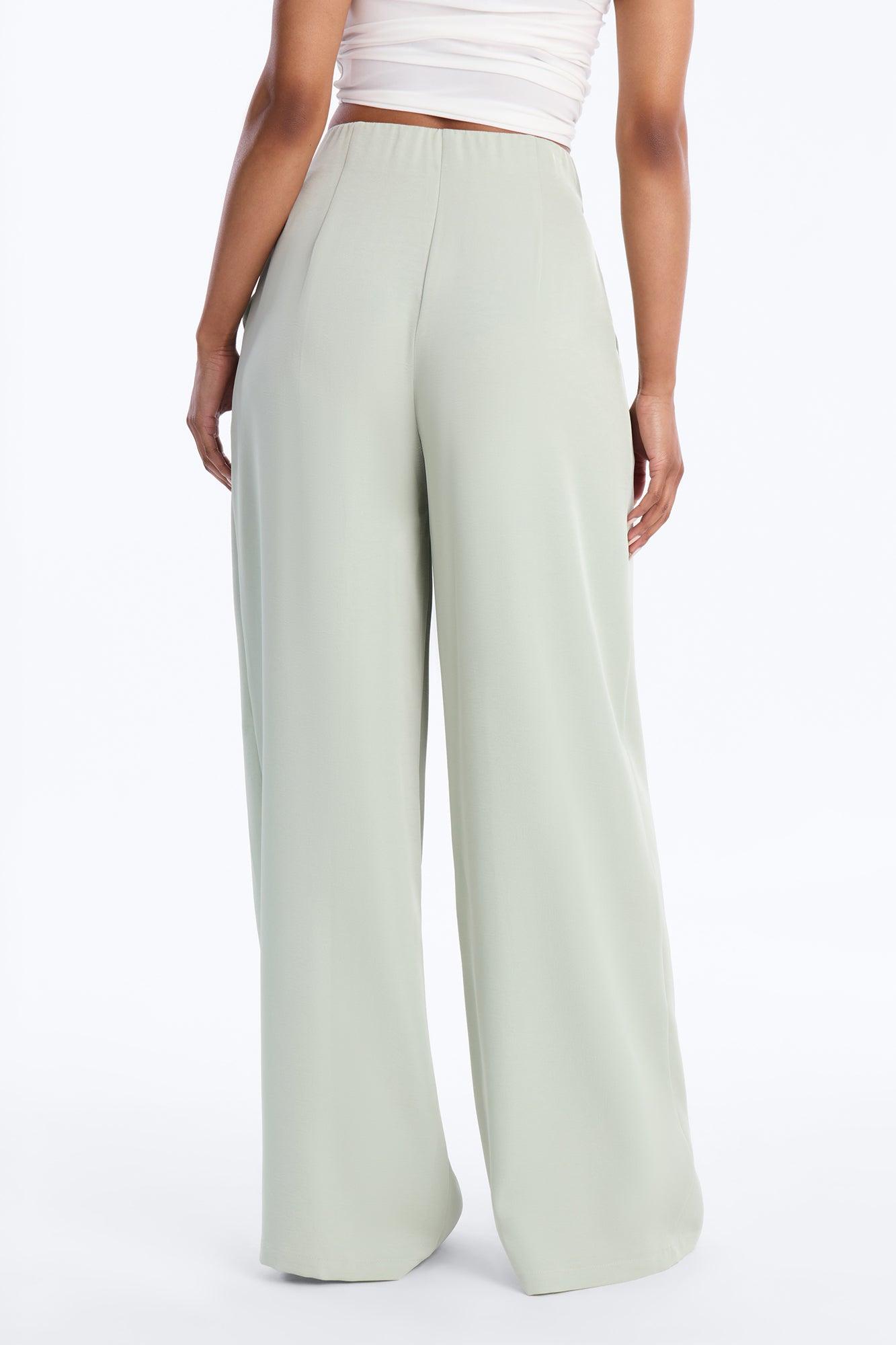 Valeria Pleated High Rise Wide Leg Pant 33″ - Sage Female Product Image