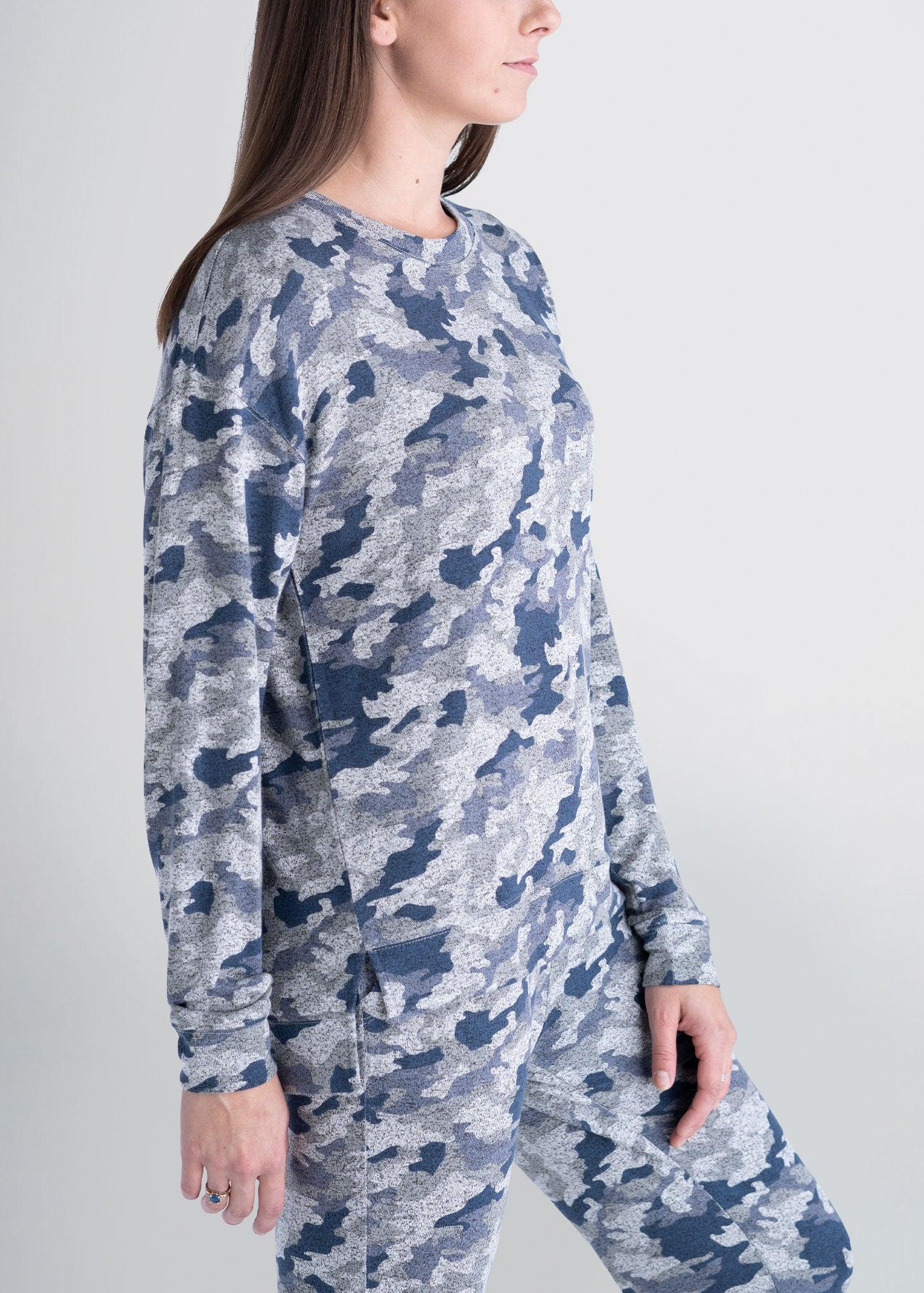 Cozy Lounge Crewneck for Tall Women in Camo Female Product Image