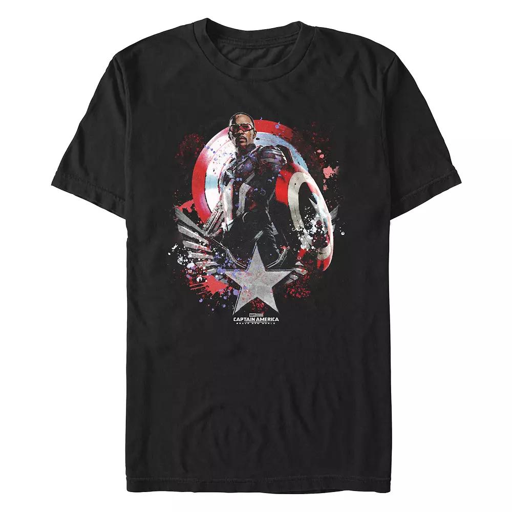 Men's Marvel Captain America Brave New World Splatter Poster Graphic Tee, Size: XL, Black Product Image