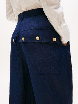 Silk and Linen Gold Button Cargo Pant Product Image