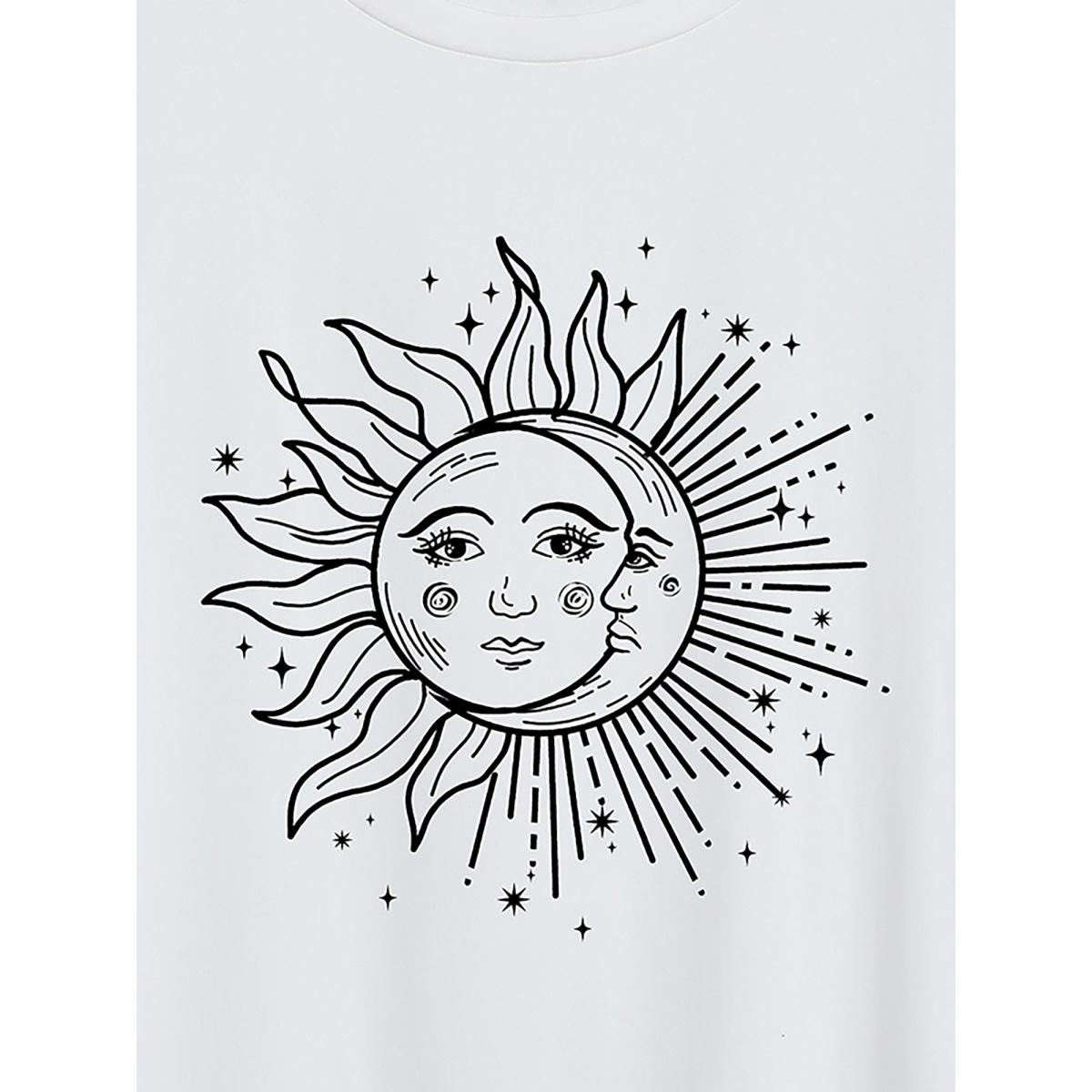 Plus Size Bookish Florals Print Round Neck T-Shirt Originalwhite Women Non Natural Flowers Round Neck Everyday-Casual T-shirts BloomChic 12/L Product Image