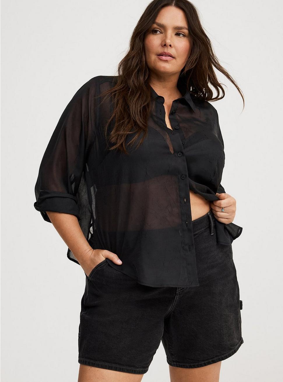 Sheer Button-Up Shirt Product Image