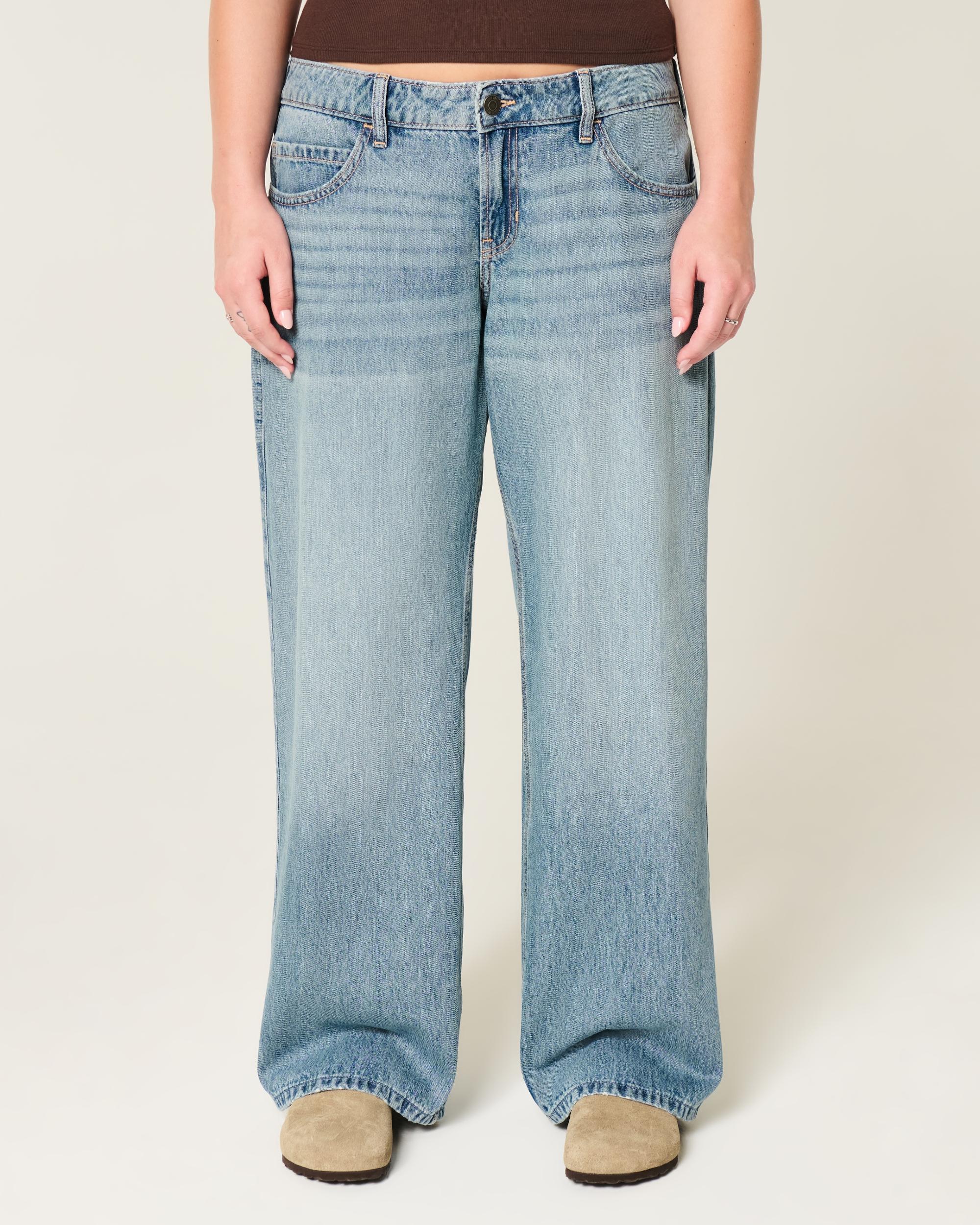 Low-Rise Medium Wash Baggy Jeans Product Image