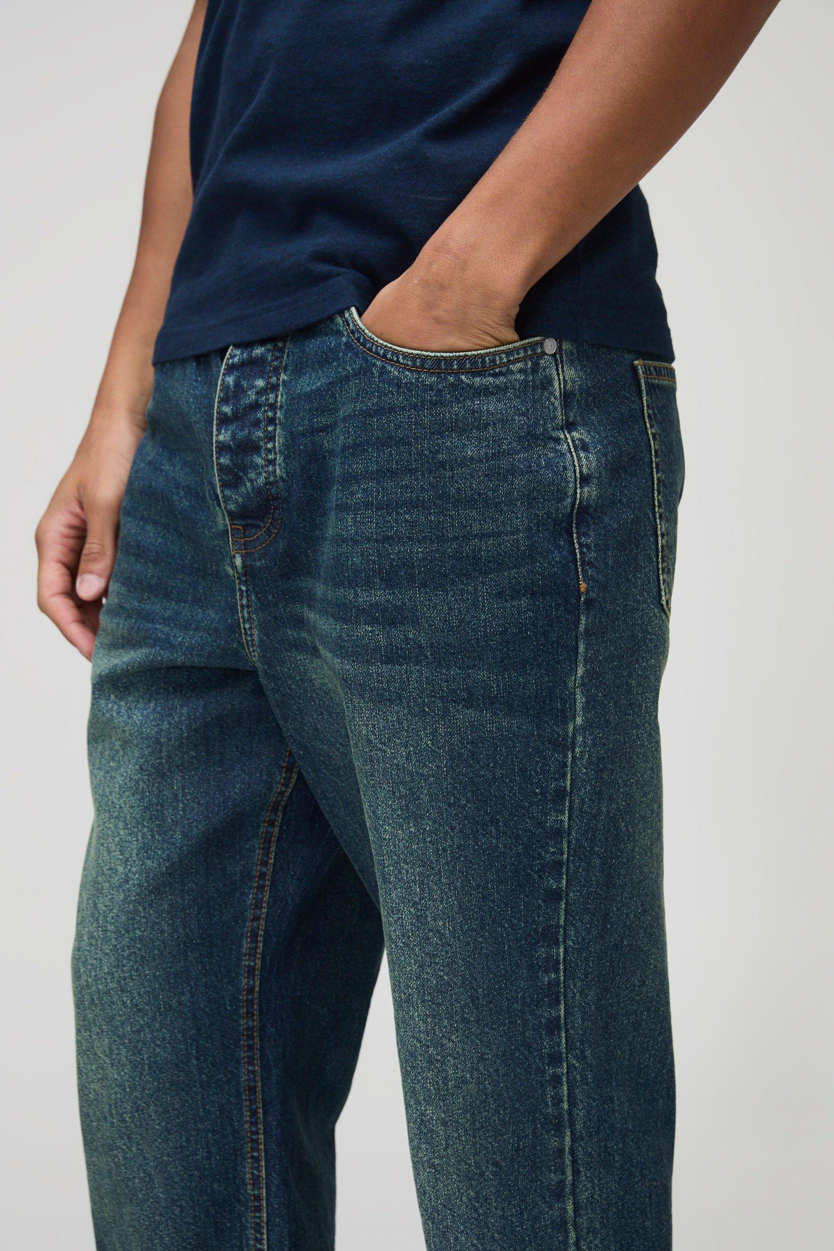 Relaxed Flare Washed Blue Jeans | boohooMAN USA Product Image