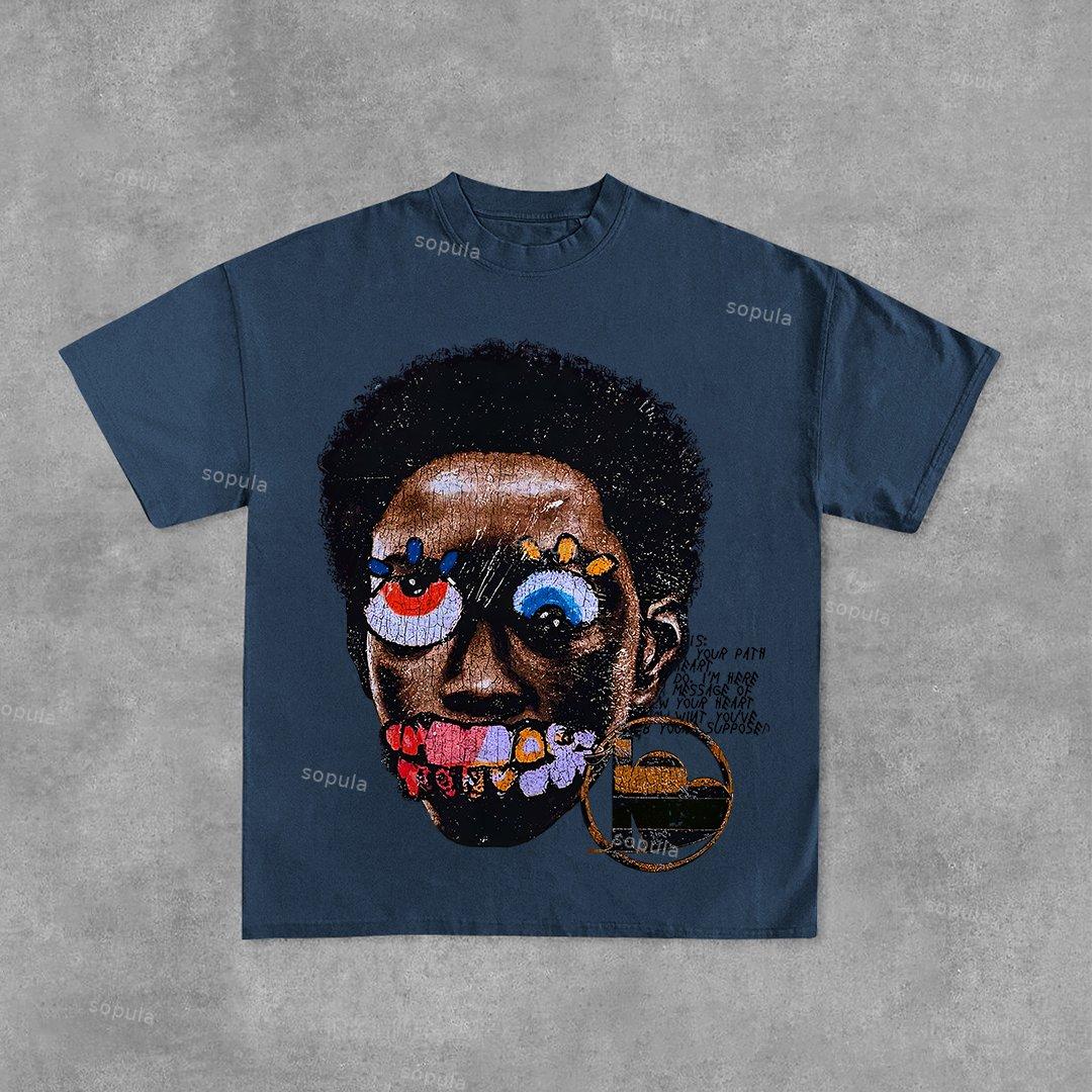 Vintage Madness Print Graphic Street Basketball T-Shirt Product Image