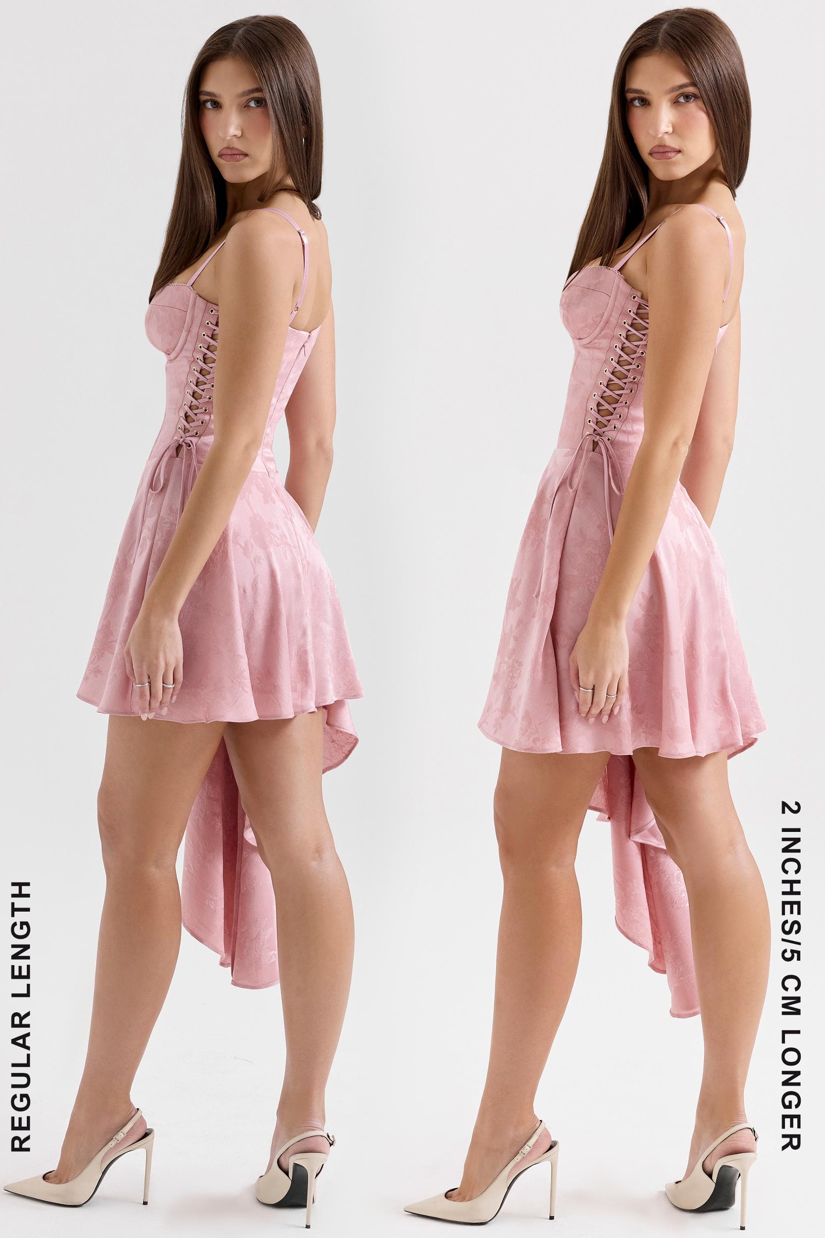 Lola  pink jacquard draped mini dress Product Image