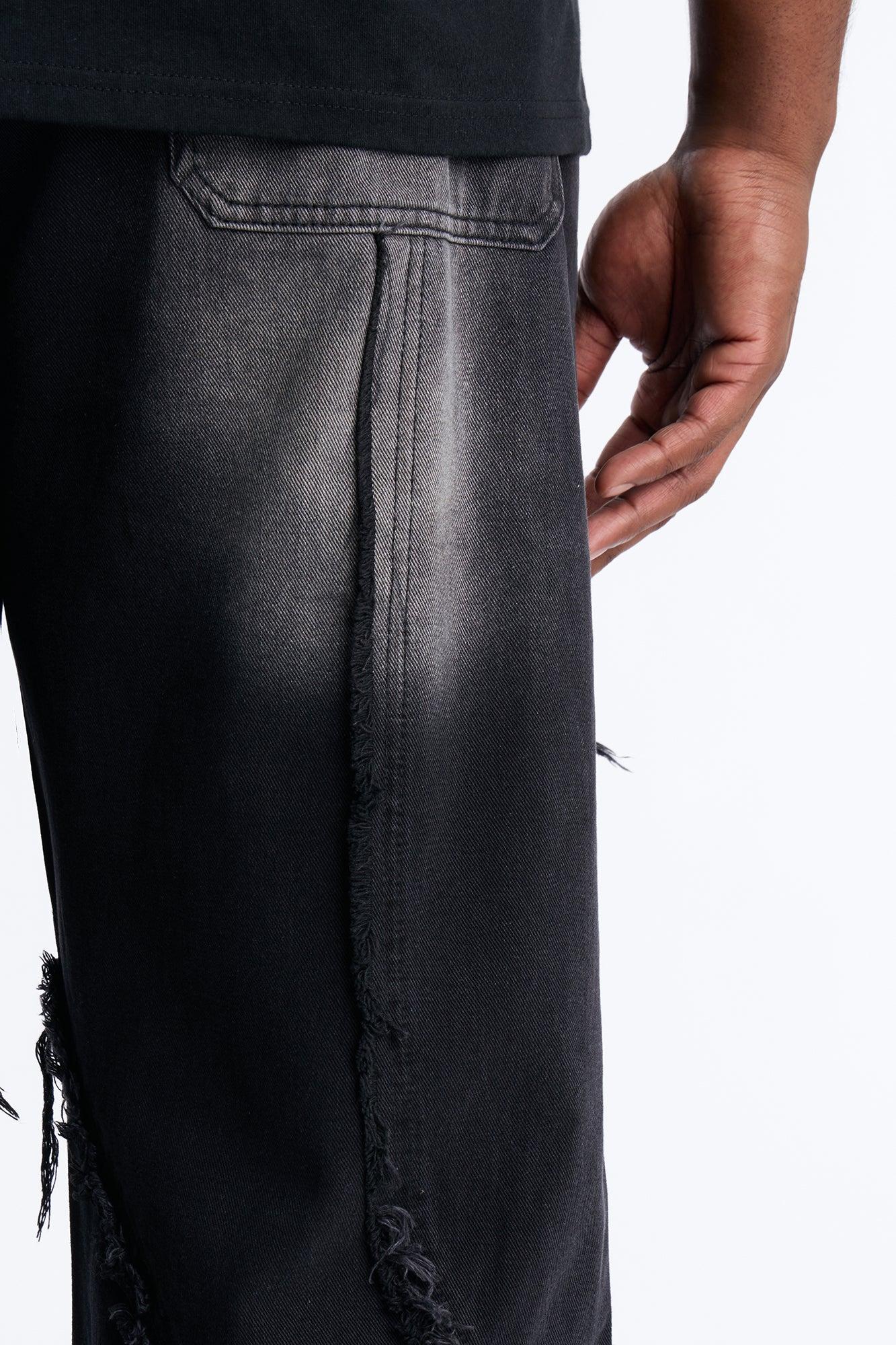 Straight Street Fray Jeans - Black Wash Product Image