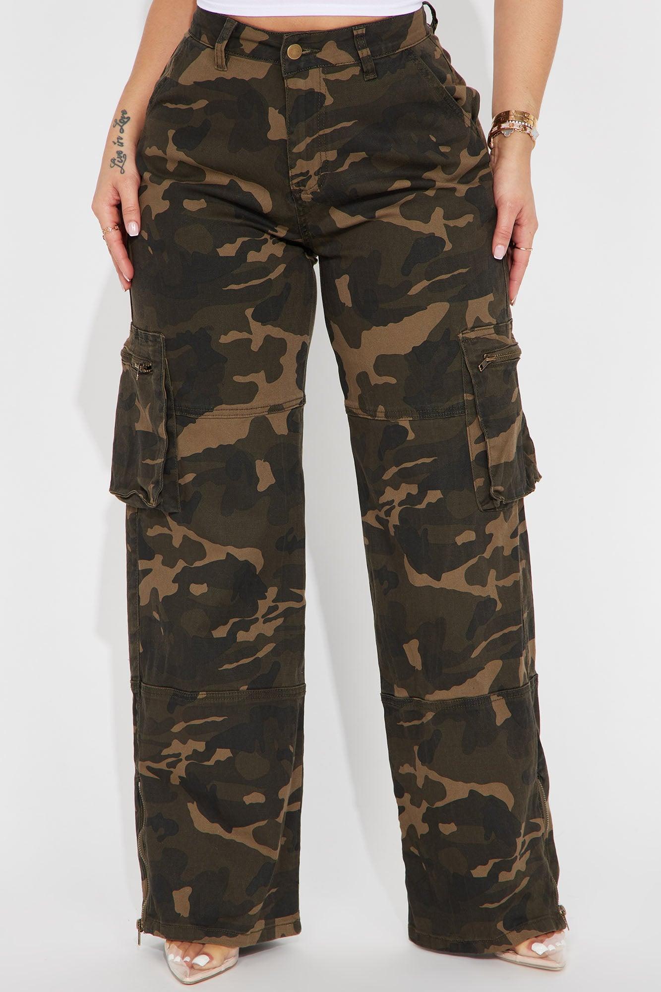 Give It Up Camo Cargo Pant - Olive/combo Product Image