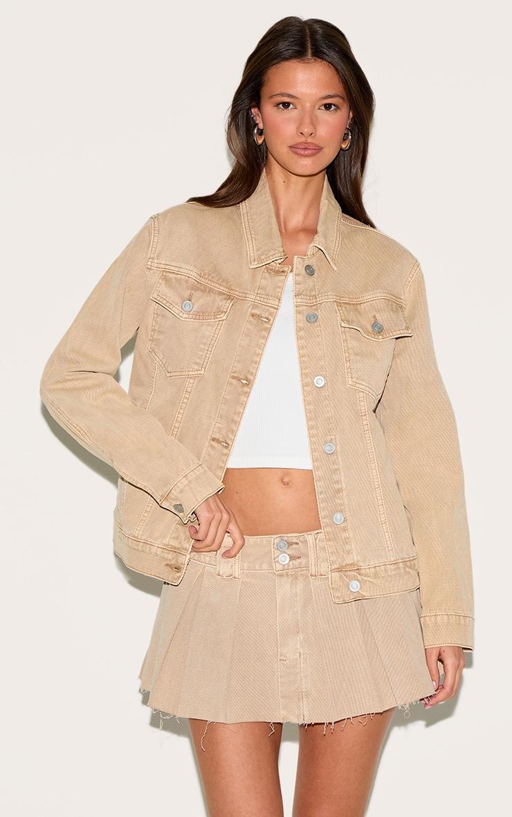 Sand Washed Corduroy Denim Mid Rise Pleated Mini Skirt Product Image