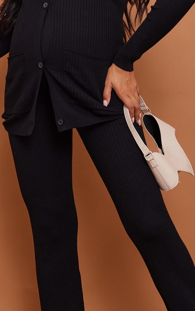 Maternity Black Knit Flared Pants Product Image