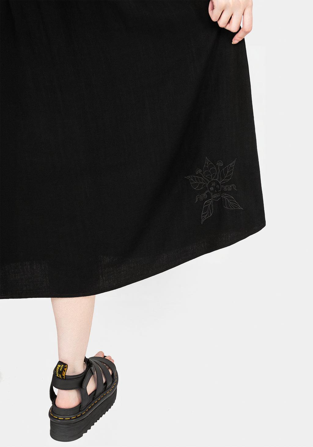 Scutellaria Embroidered Button Up Midi Dress Product Image