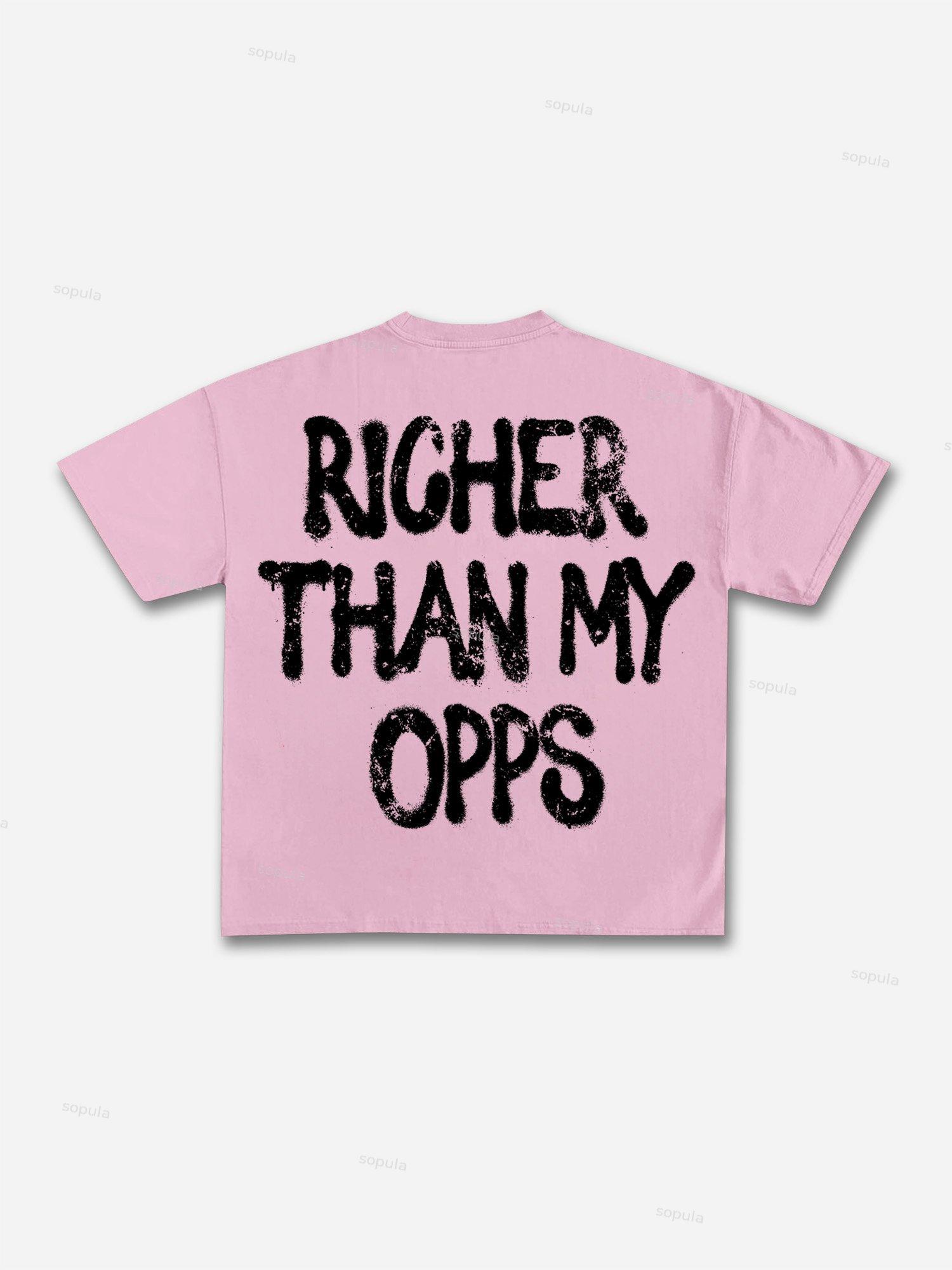 Richer Than My Opps Vintage Abstract Man Graphic Cotton T-shirt Product Image