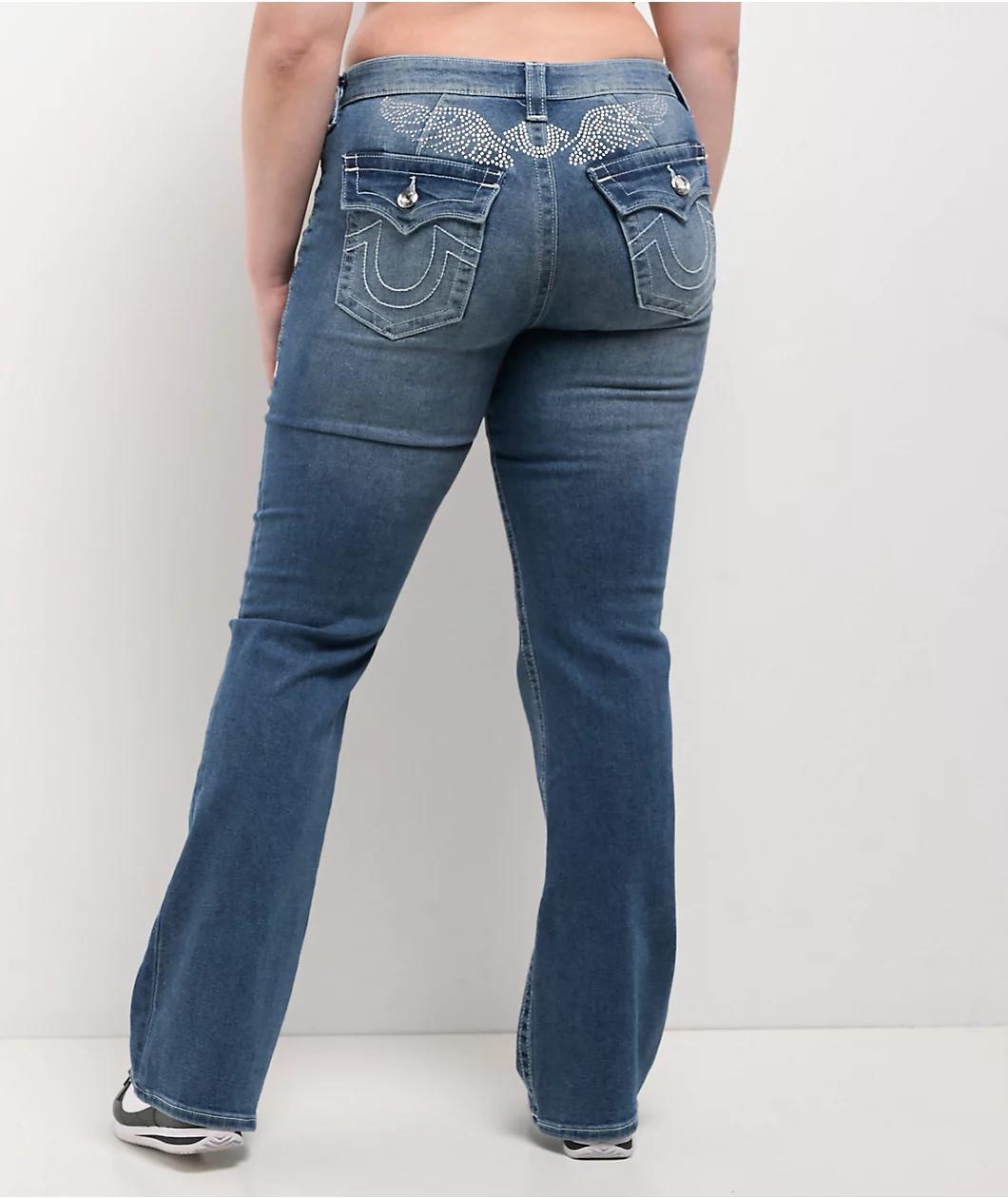 True Religion Becca Crystal Wing Marina Mid Rise Bootcut Jeans Product Image
