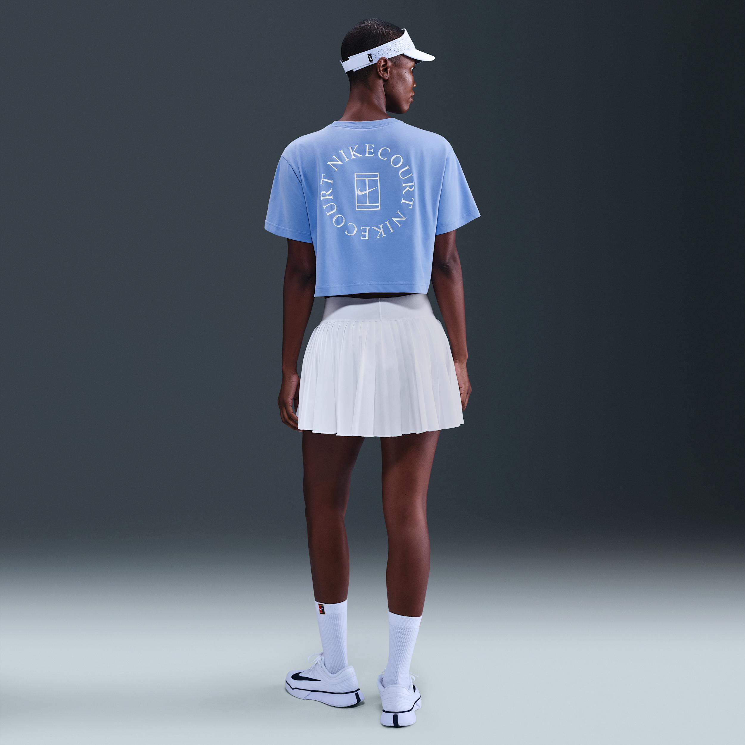 Nike Womens Slam Dri-FIT Short-Sleeve Cropped Tennis T-Shirt | HV6987-494 Product Image